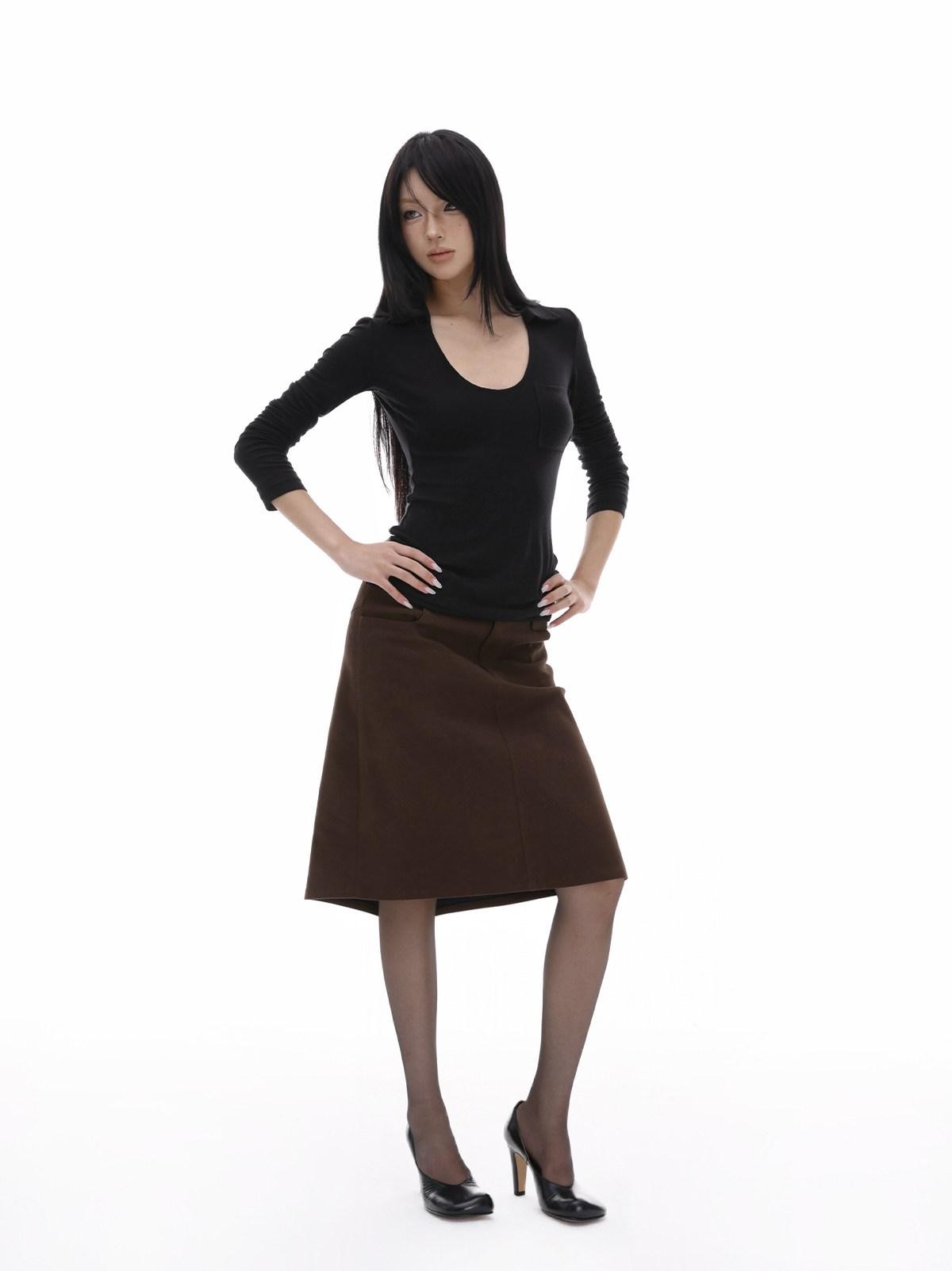 iamxiaa Black White Fringed Polo Collar Knit Women&