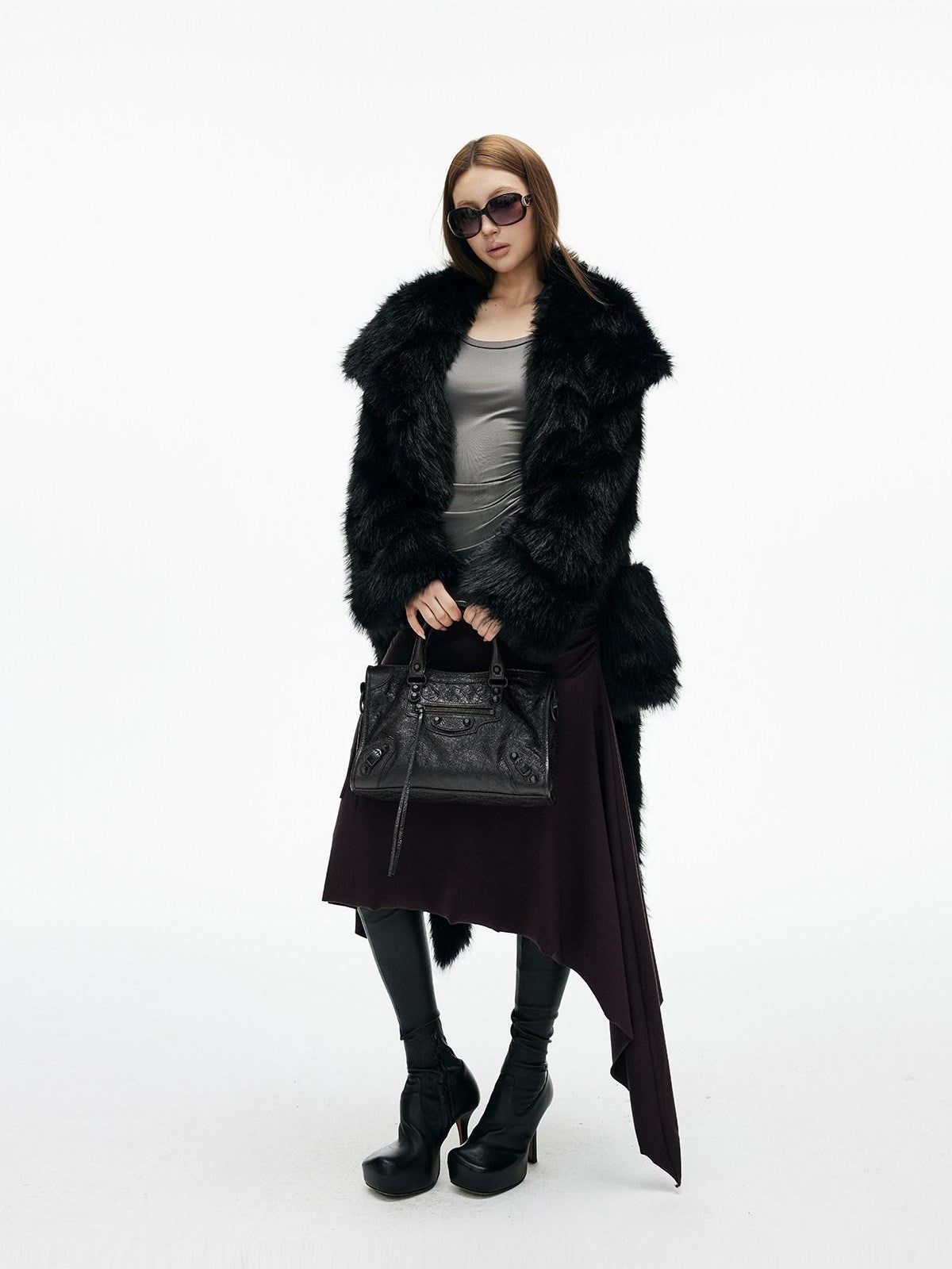 iamxiaa Black Wide Lapel Long Straight Self Tie Belt Women&