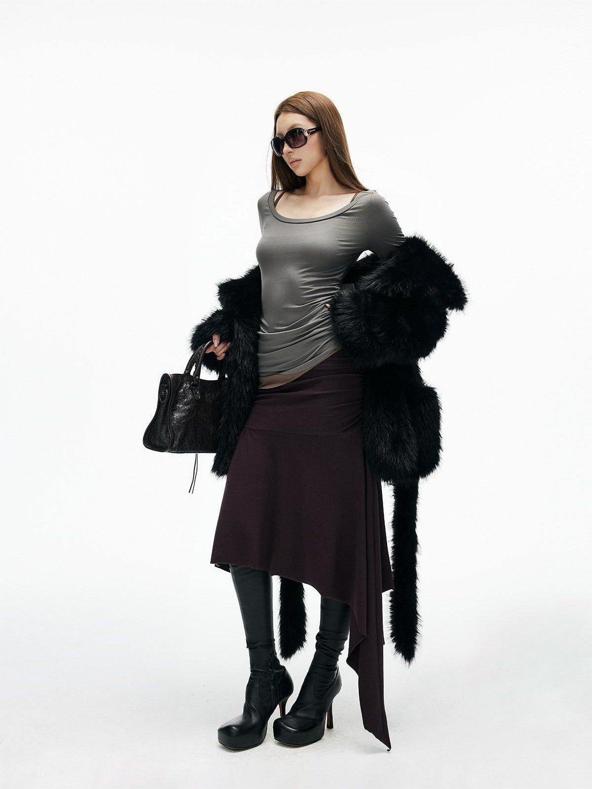 iamxiaa Black Wide Lapel Long Straight Self Tie Belt Women&
