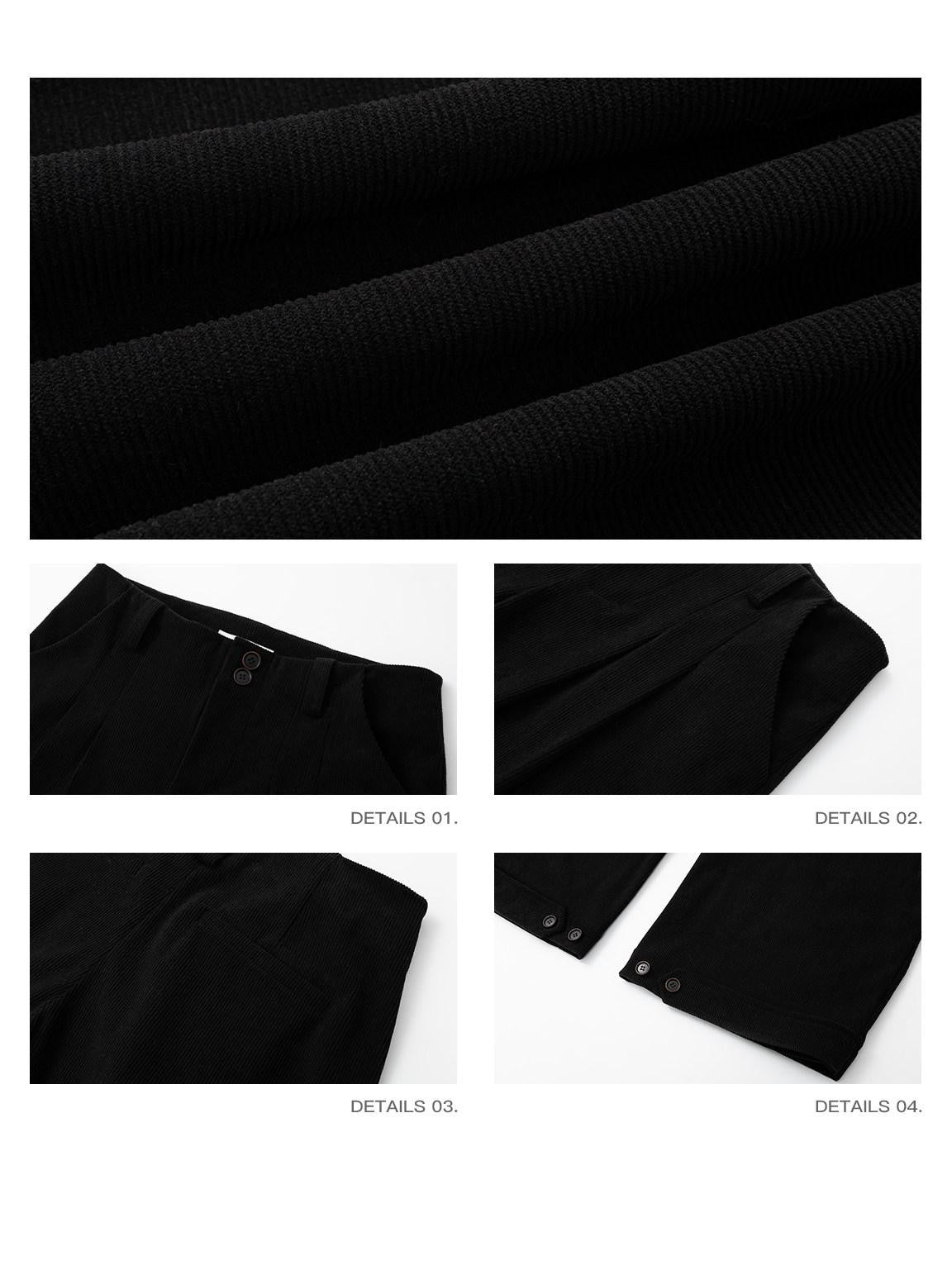 iamxiaa Brushed Double Pleat Button Cuff Curved Hem Women&