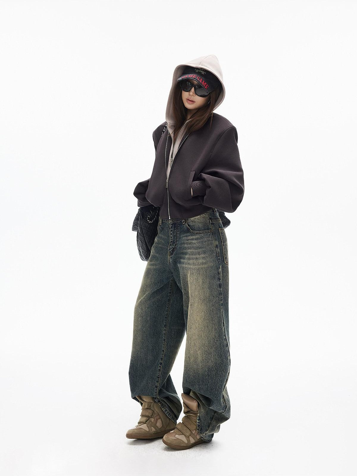 iamxiaa Cement Yellow Colorblock Deconstructed Pockets Women&