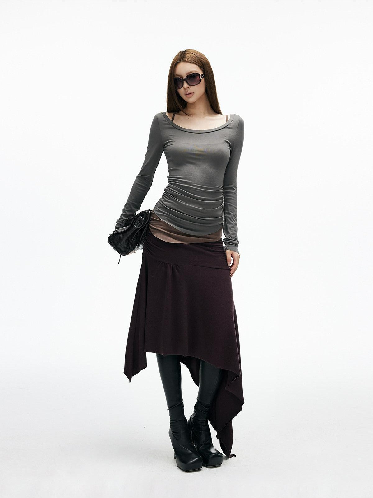 iamxiaa Colorblock Deconstructed Two Piece Slim Knit Women&