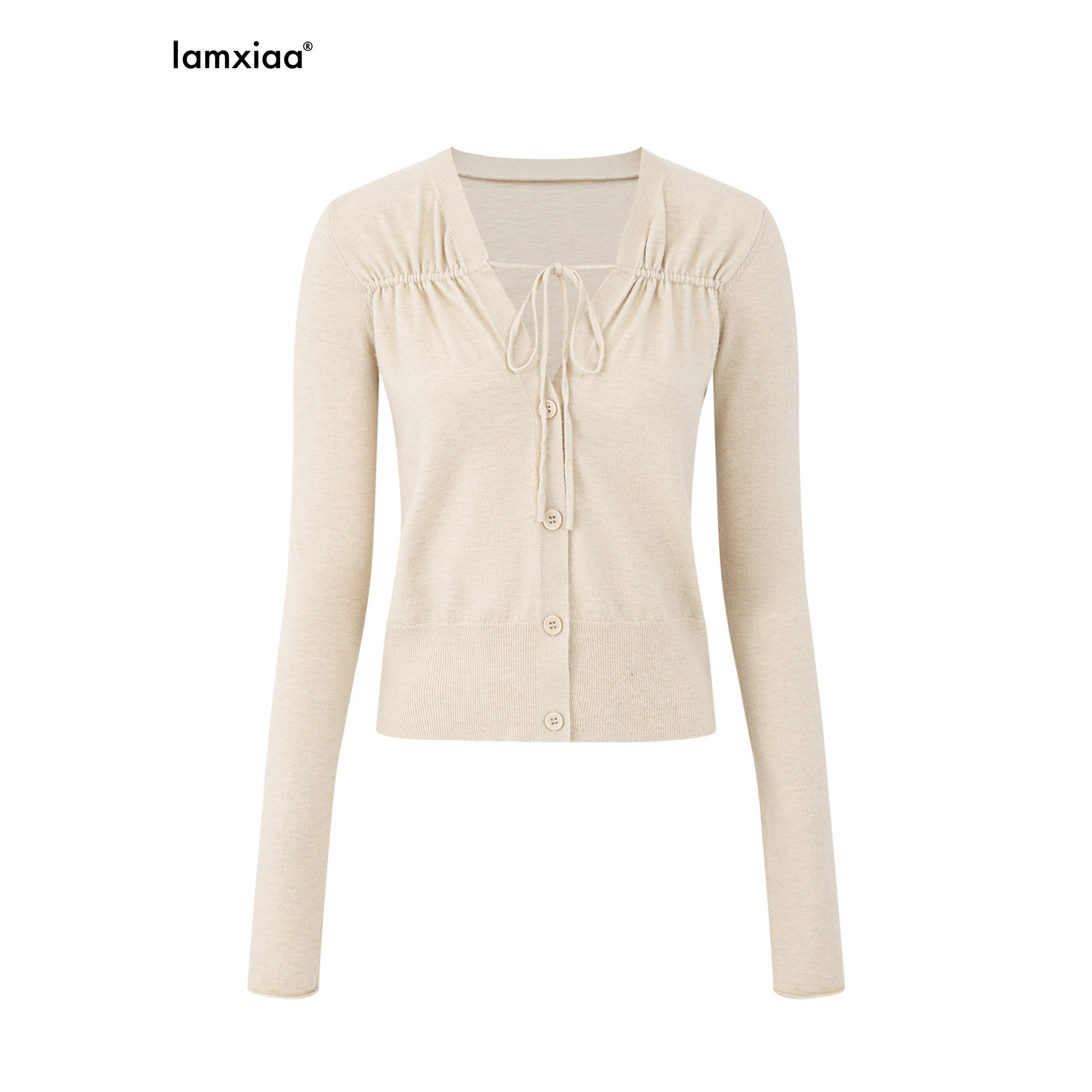 iamxiaa_Cropped_Ruched_Button_Front_V-neck_Women&