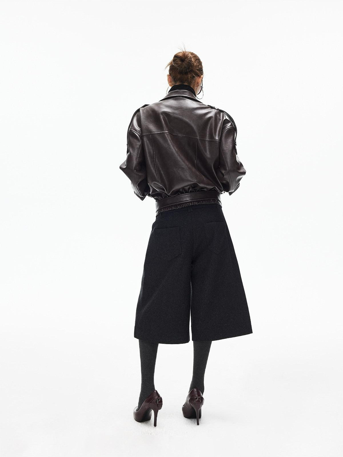 iamxiaa Dark Gray Handstitched Textured Buttoned A Line Women&