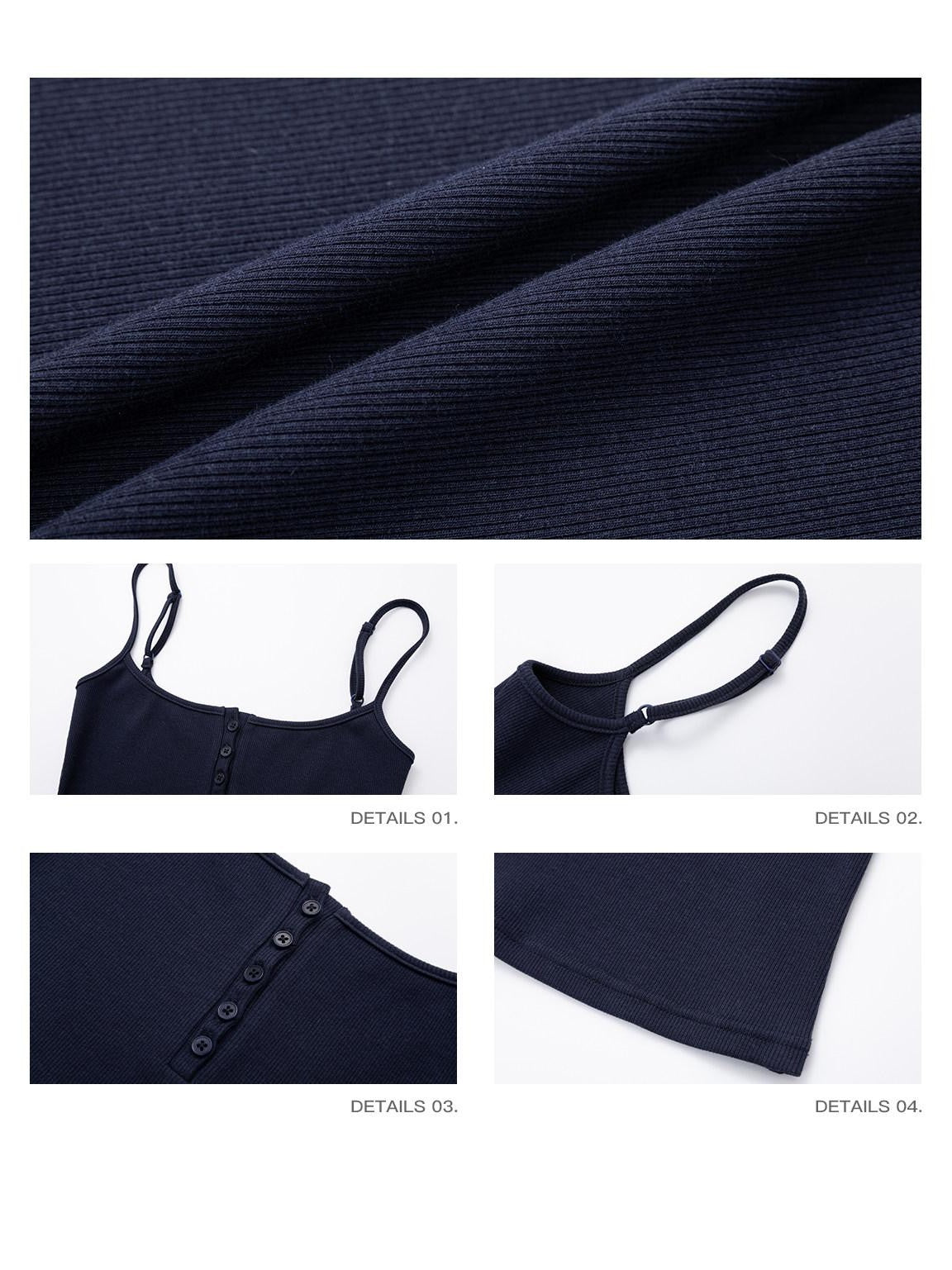 iamxiaa Deep U Neck Ribbed Button Front Slim Fit Women&