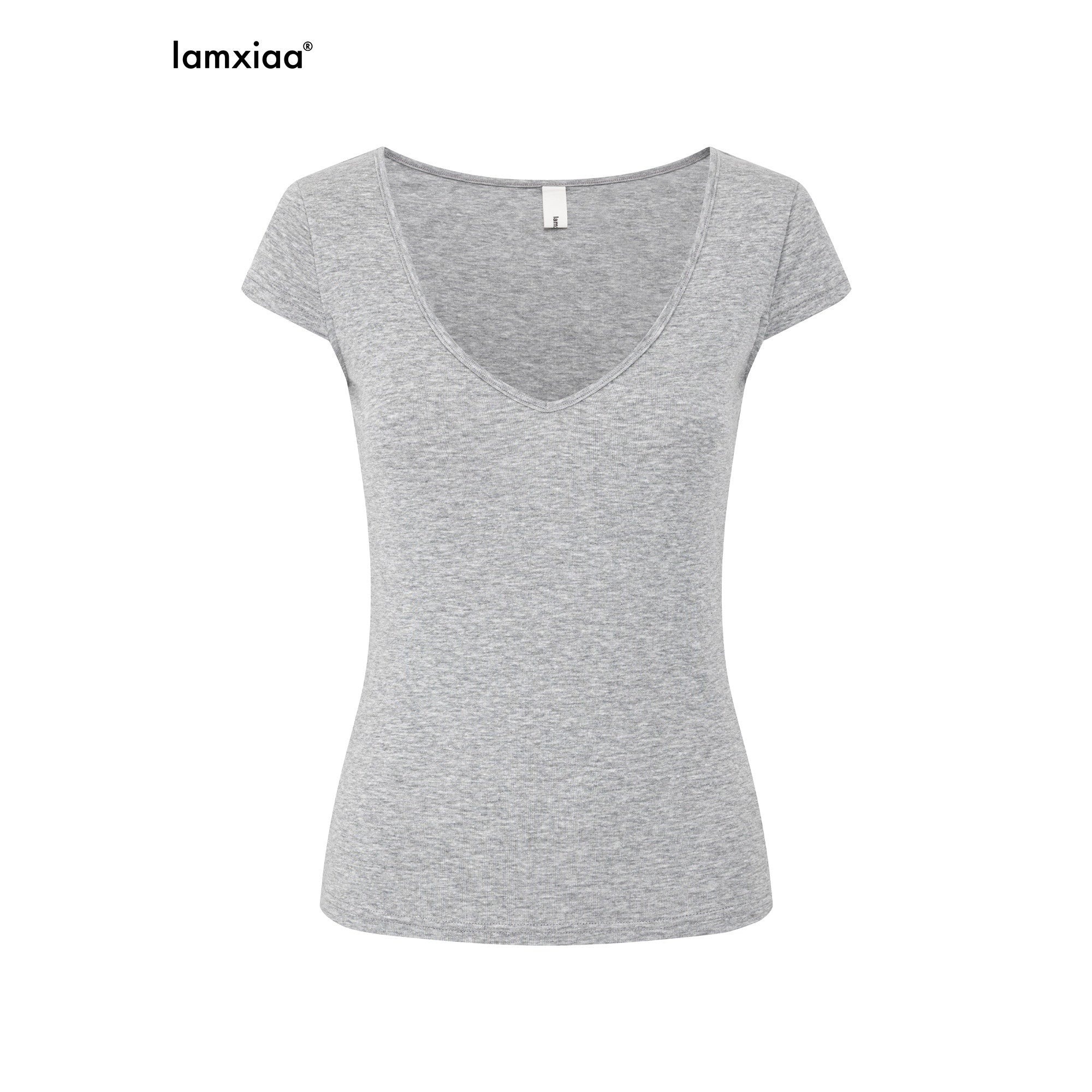 iamxiaa_Deep_V-neck_Cap_Sleeves_Fitted_Waist_Women&