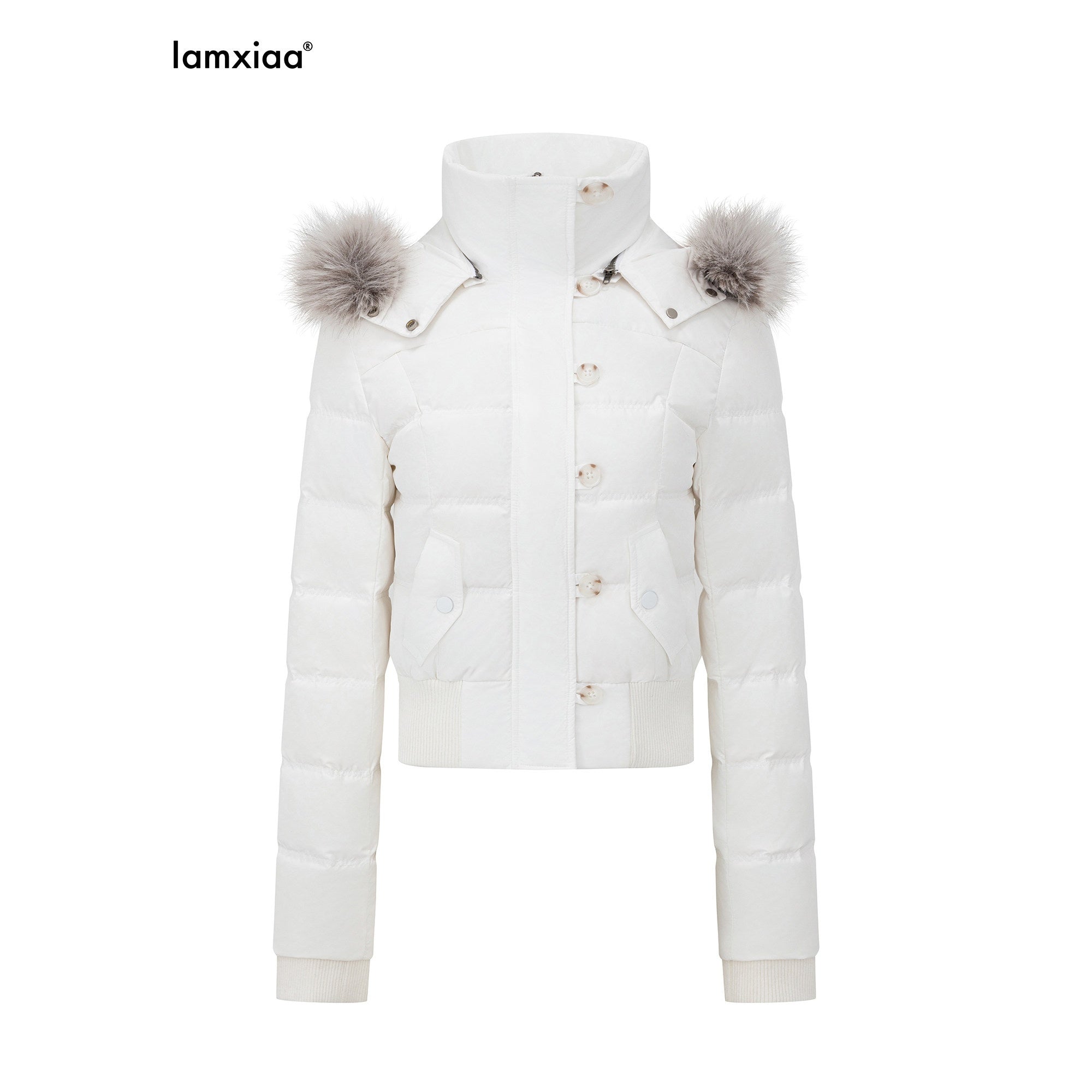 iamxiaa_Detachable_Hood_Eco_Fur_Slim_Short_Women&
