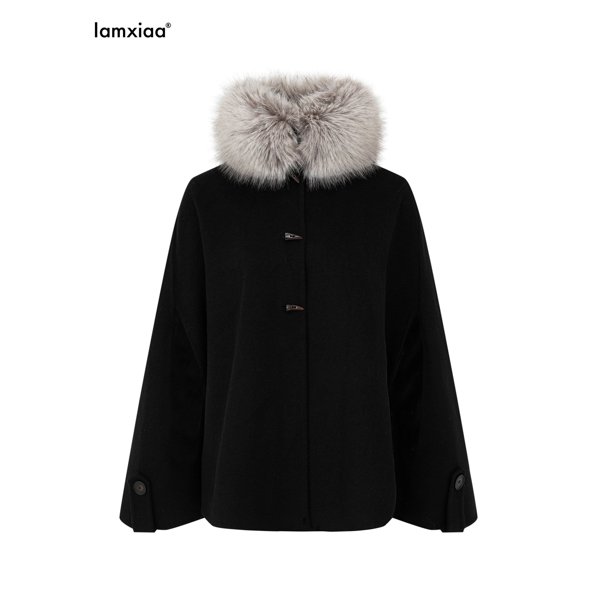 iamxiaa_Double_Face_Stand_Collar_Eco_Fur_Horn_Toggle_Women&