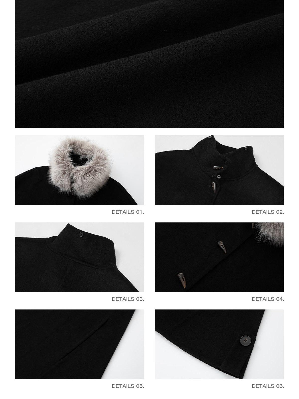 iamxiaa Double Face Stand Collar Eco Fur Horn Toggle Women&