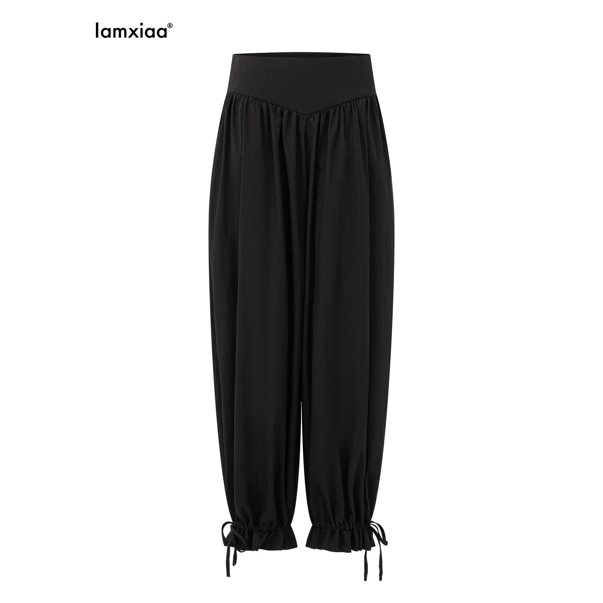 iamxiaa_Embroidered_Low_Rise_Pleated_Wide_Waist_Drawstring_Relaxed_Lantern_Women&