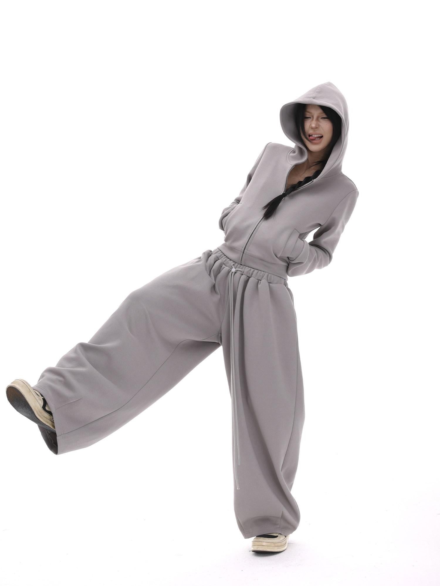 iamxiaa Gray Designer Fitted Cropped Classic Hooded Reversible Women&