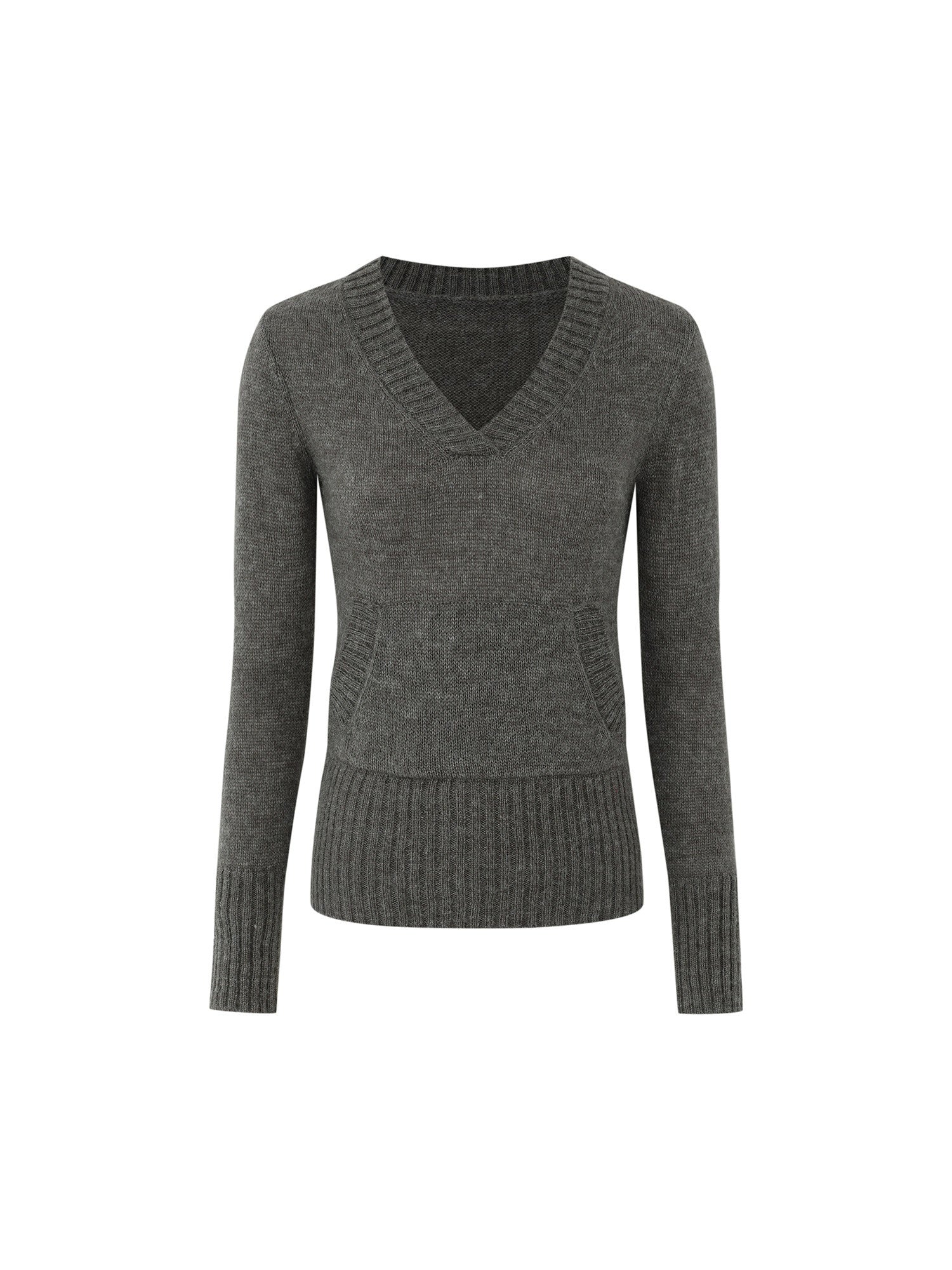 iamxiaa_Gray_Ribbed_V-neck_Chunky_Knit_Plush_Women&
