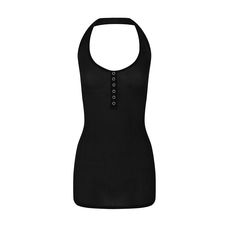 iamxiaa_Halter_Neck_Mesh_Flared_Pants_Women&