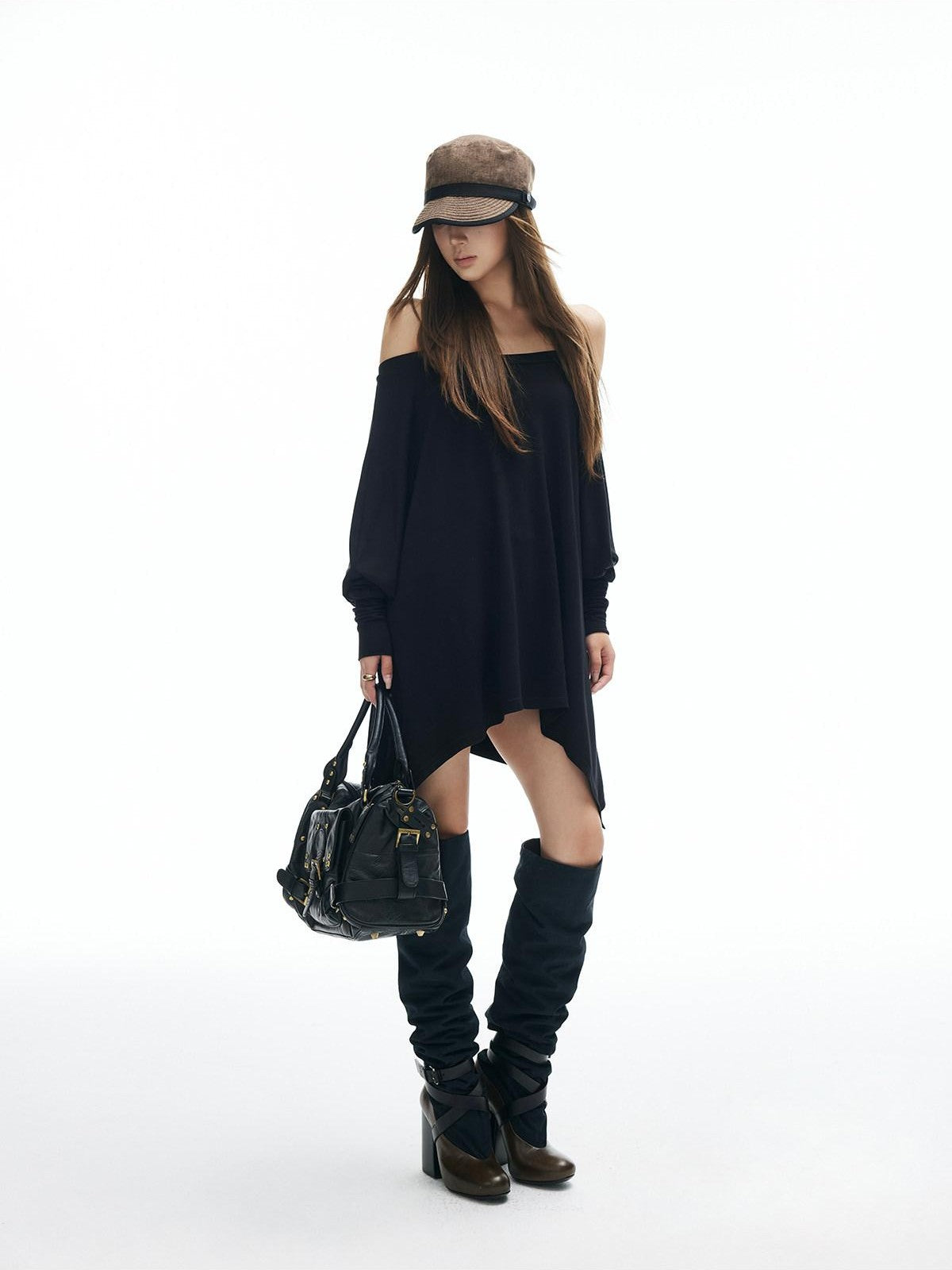 iamxiaa Halter Spaghetti Convertible Asymmetric Batwing Women&