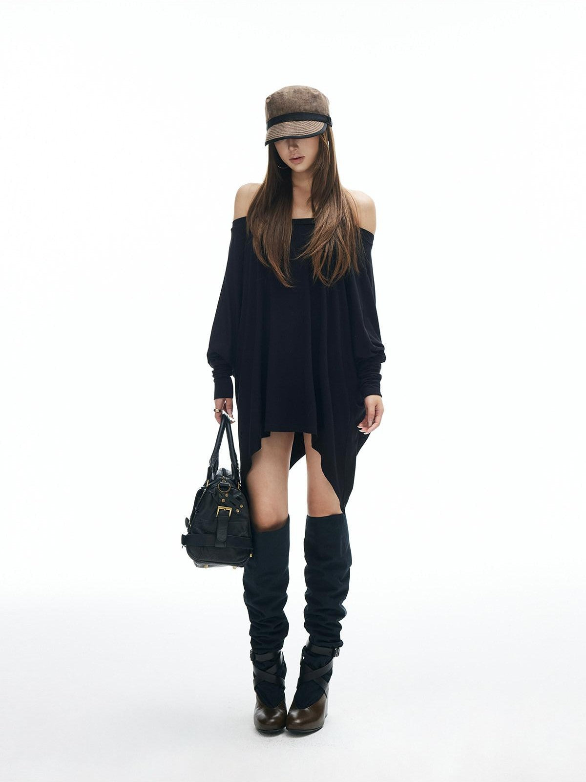 iamxiaa Halter Spaghetti Convertible Asymmetric Batwing Women&