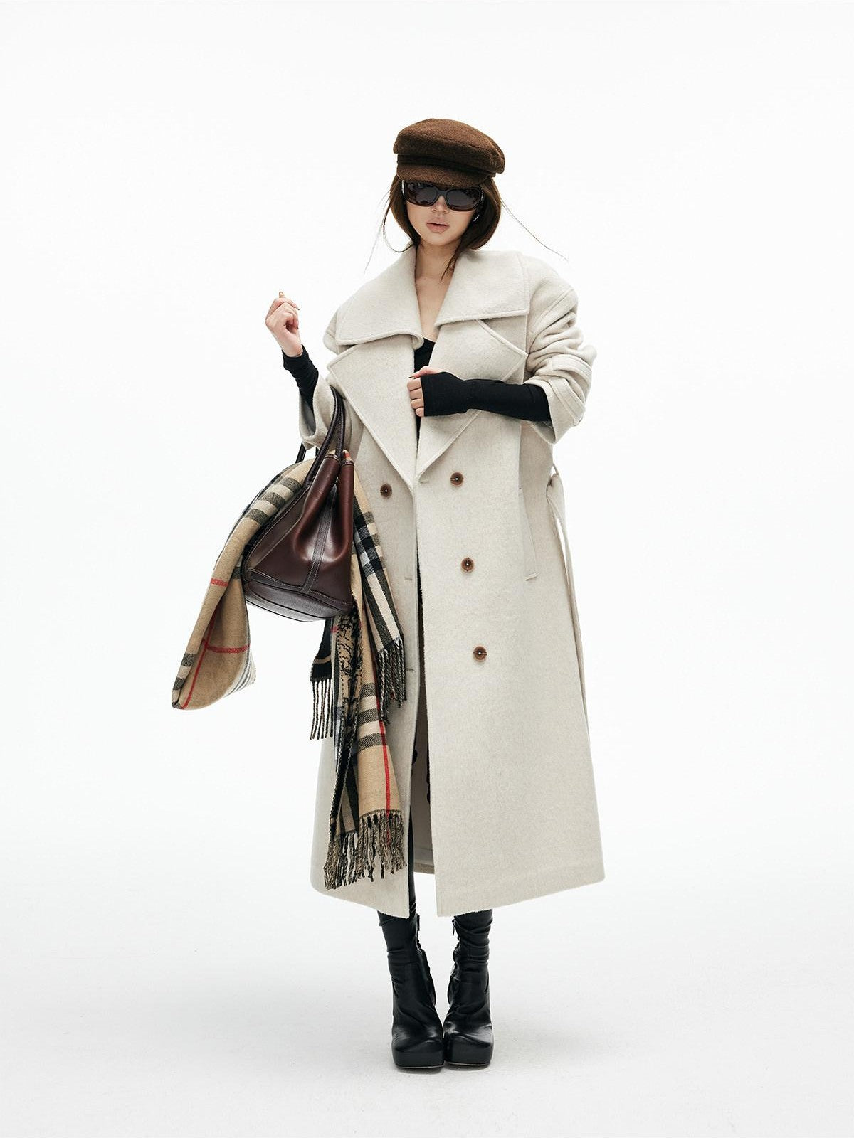 iamxiaa Ivory Deconstructed H Silhouette Notched Lapel Women&