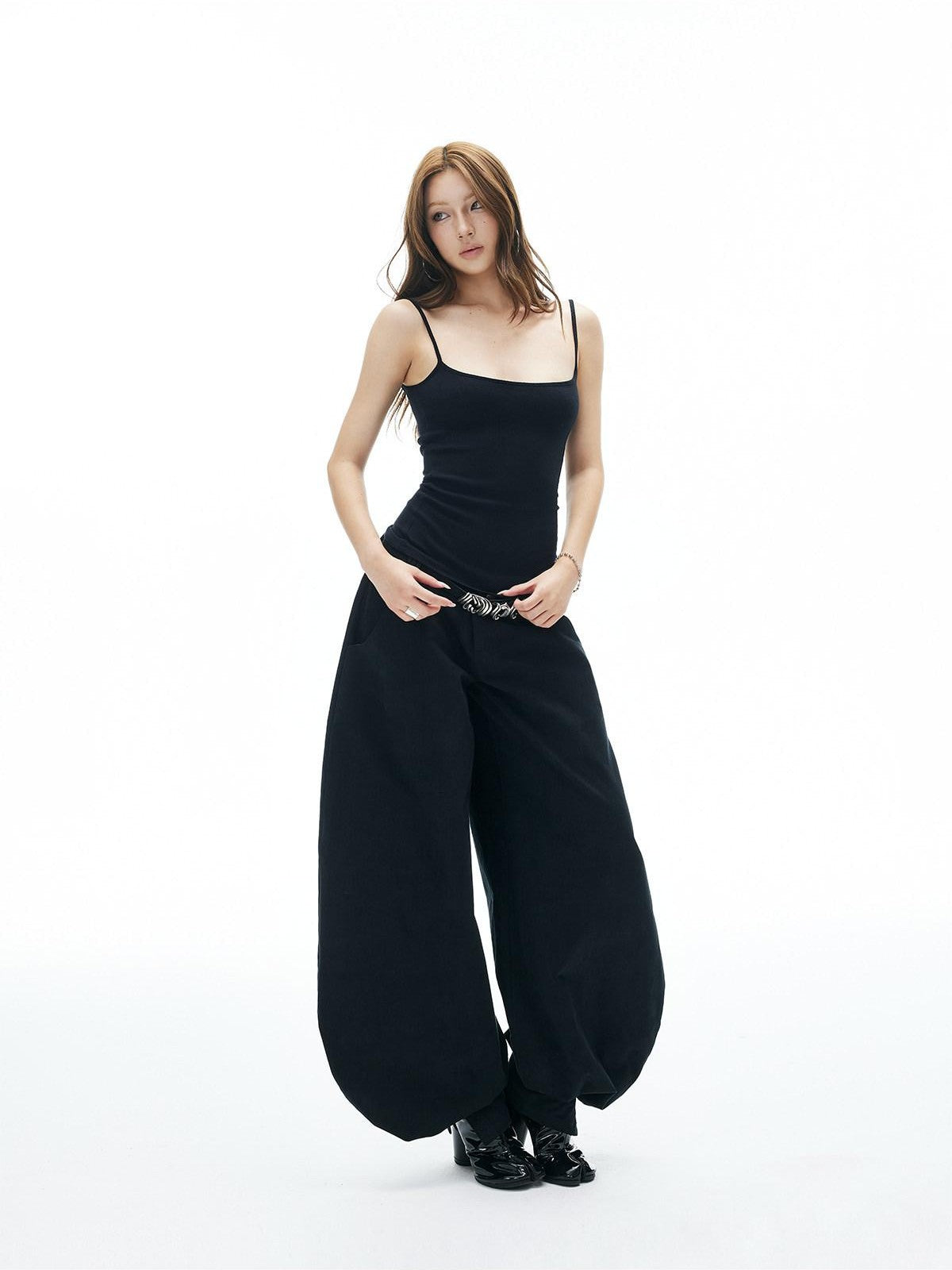 iamxiaa Japanese Low Waist Cocoon Button Women&