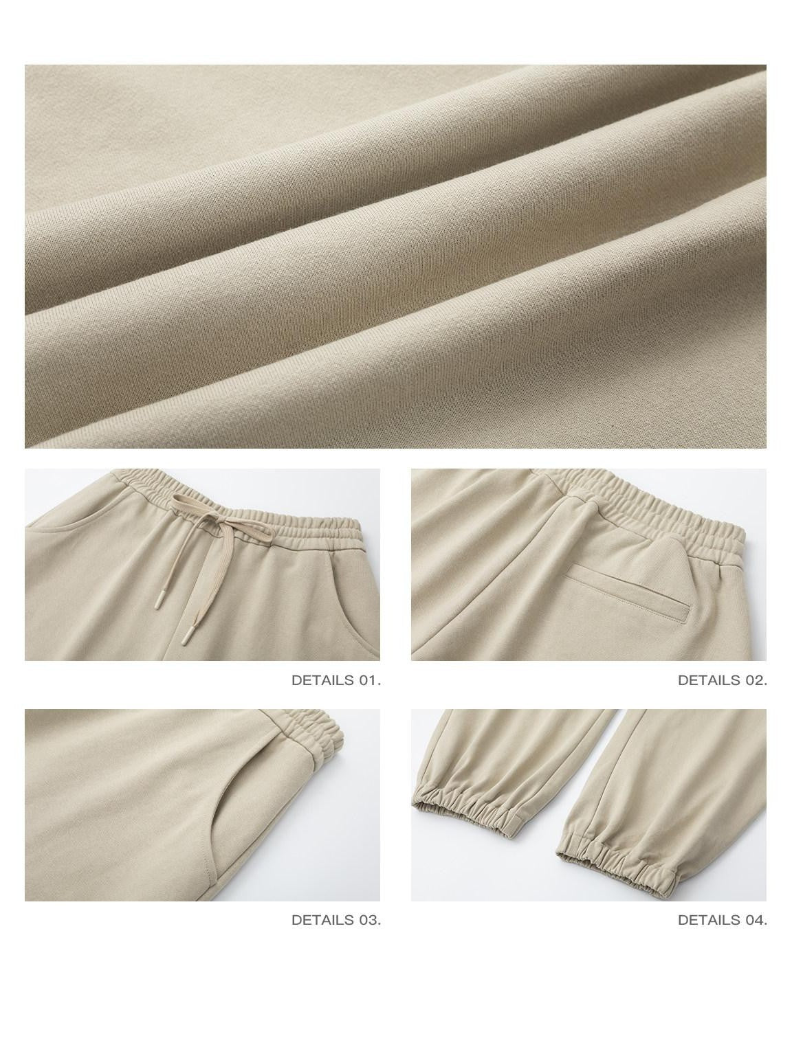iamxiaa Light Khaki Drawstring Waist Curved Cuff Slimming Women&