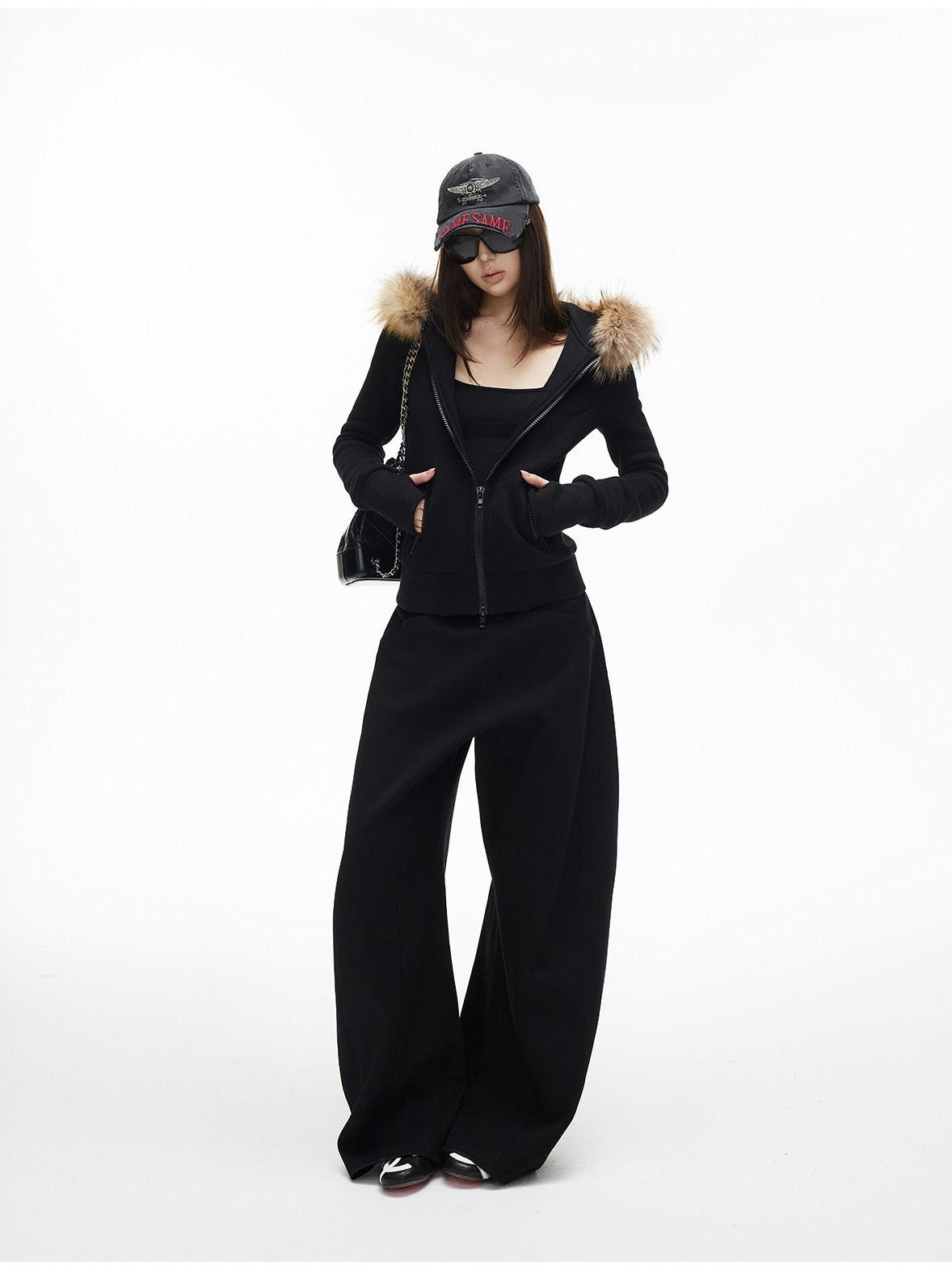iamxiaa Minimalist Panelled Curved Seam No Fly Low Rise Women&