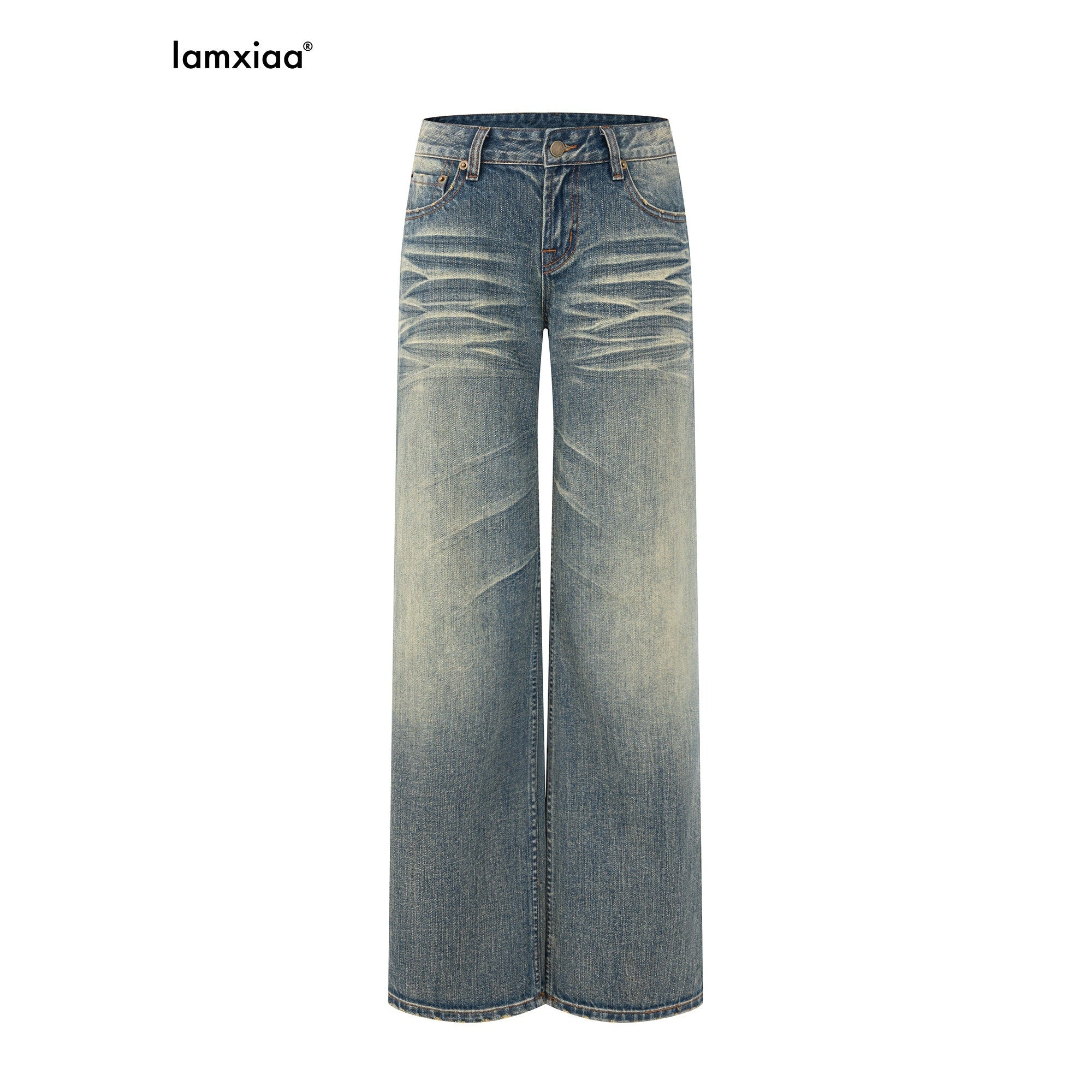 iamxiaa_Mud_Yellow_Slub_Texture_Washed_Slimming_Women&