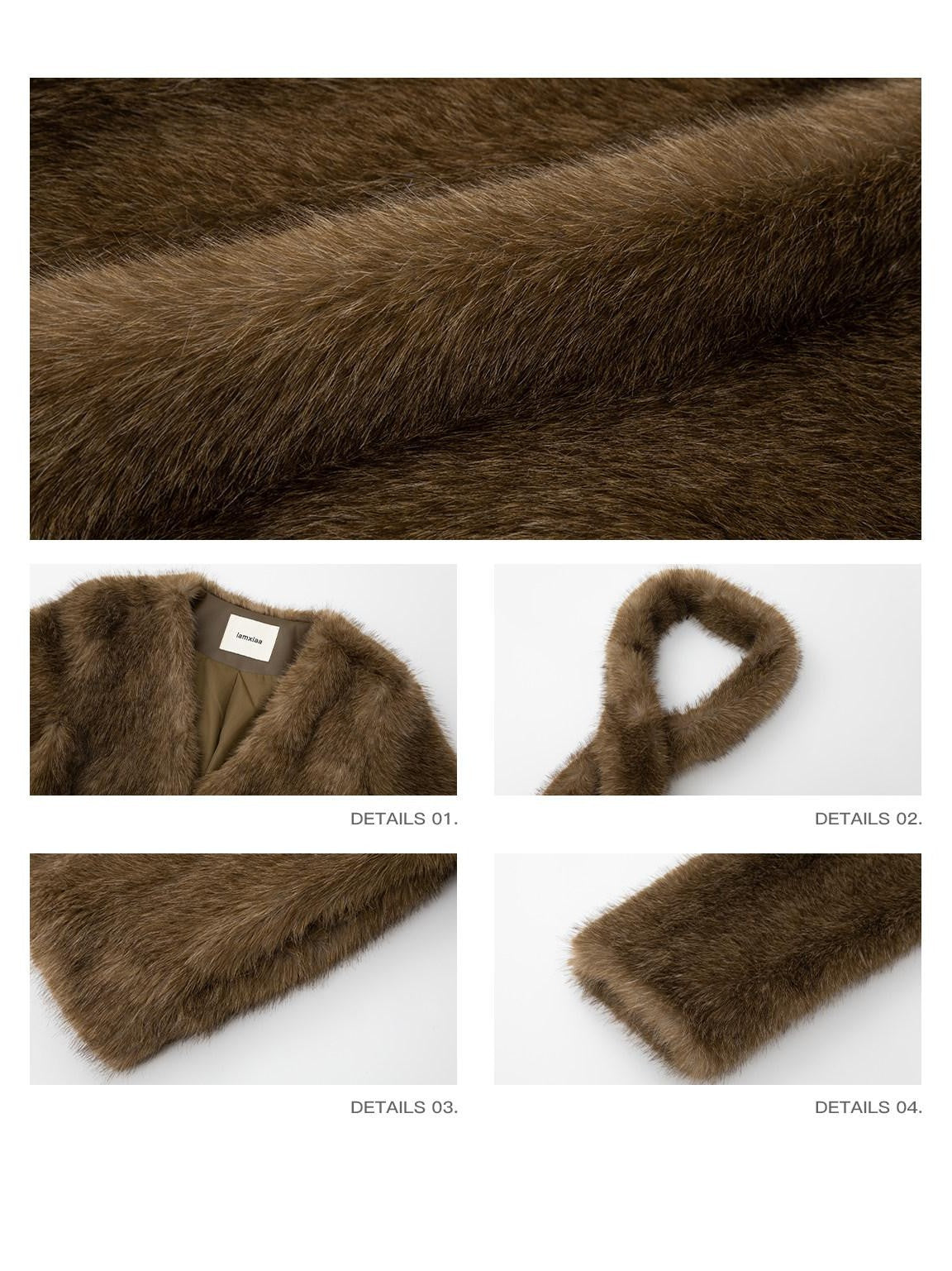 iamxiaa Natural Brown V-neck Oversized Silhouette Women&