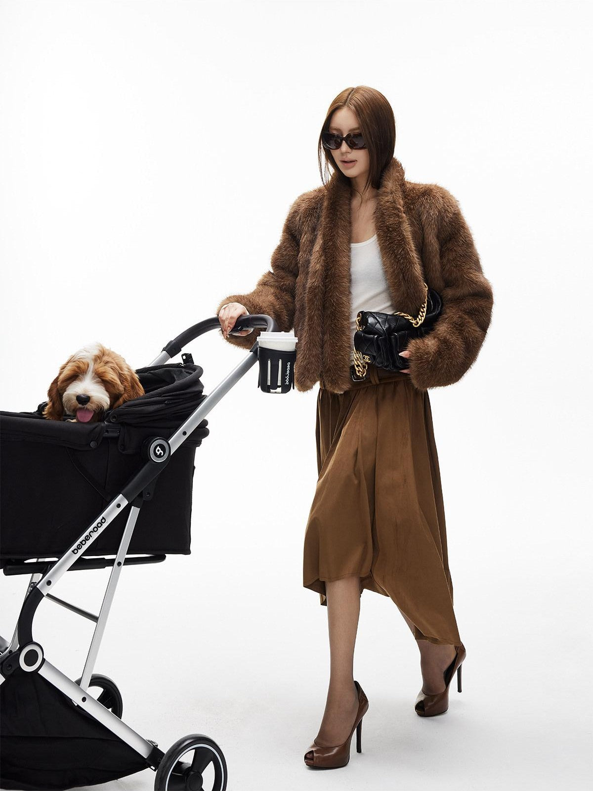 iamxiaa Natural Brown V-neck Oversized Silhouette Women&