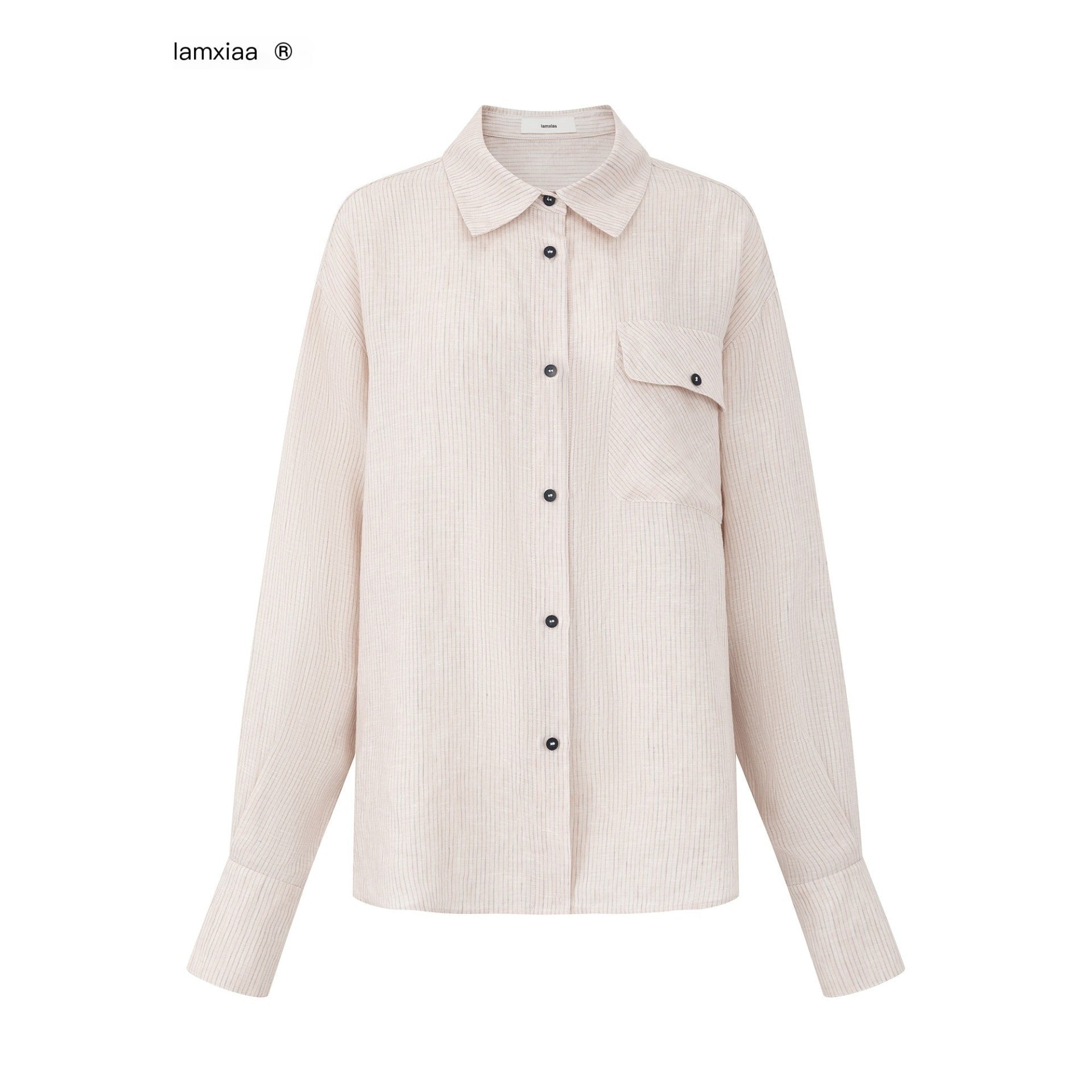 iamxiaa_Nude_Pink_Gray_Striped_Pocket_Side_Slit_Women&