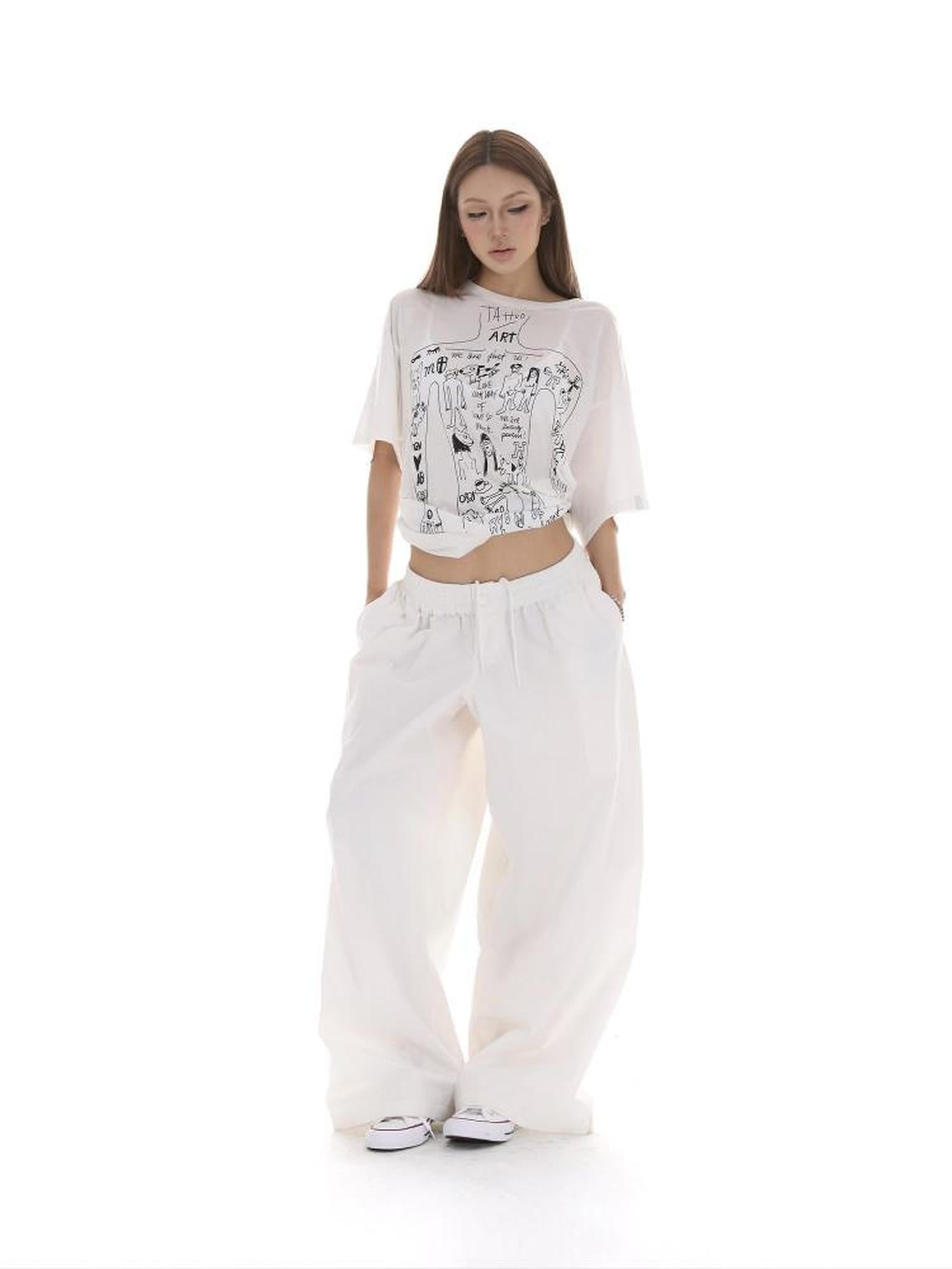 iamxiaa Oversized Loose Silhouette Sickle Hem Casual Women&