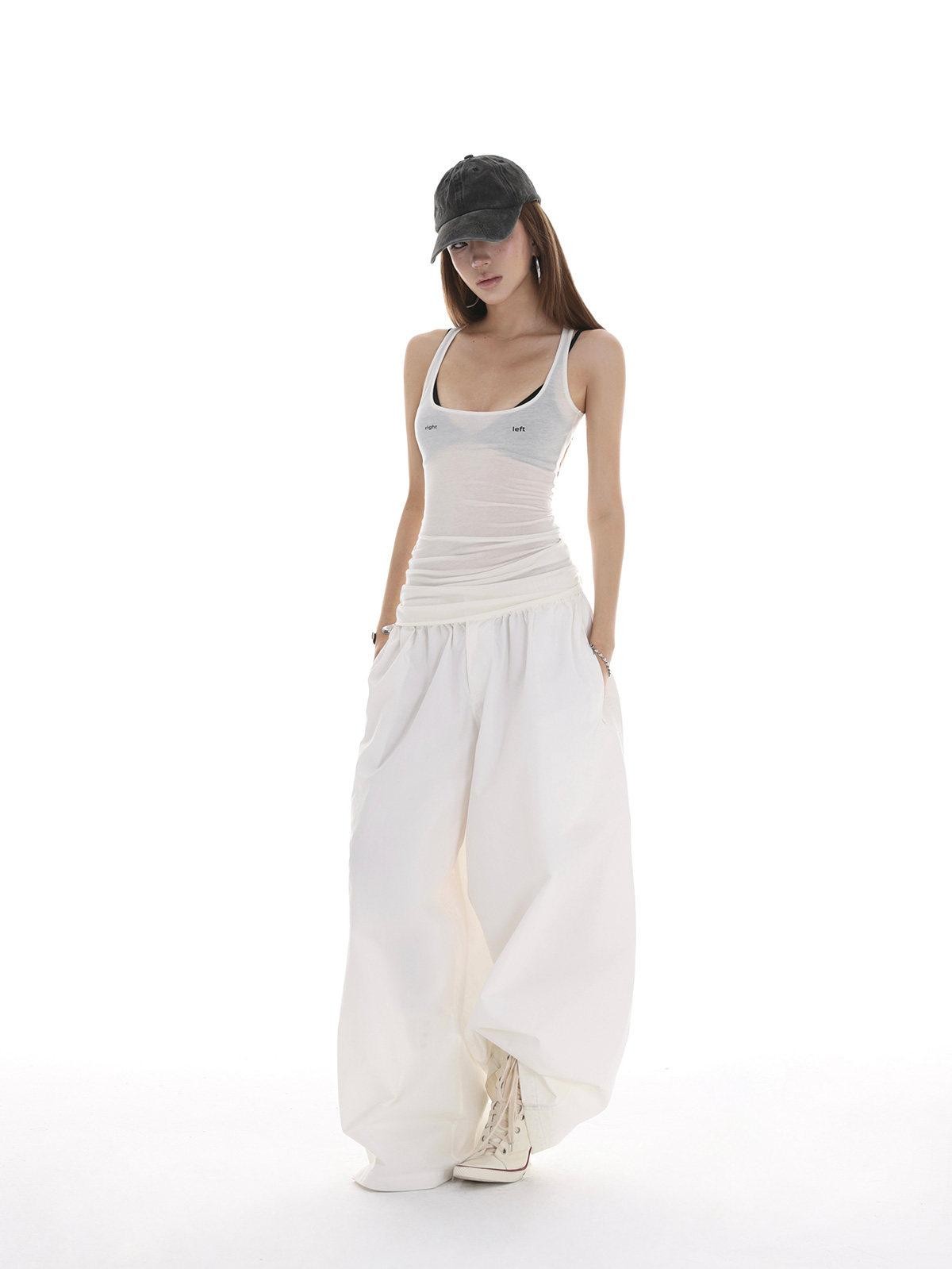 iamxiaa Oversized Loose Silhouette Sickle Hem Casual Women&