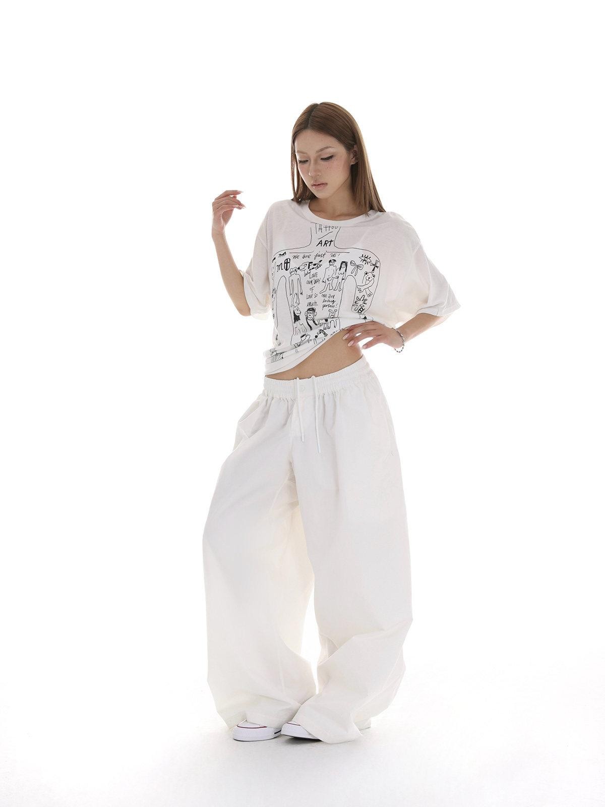 iamxiaa Oversized Loose Silhouette Sickle Hem Casual Women&