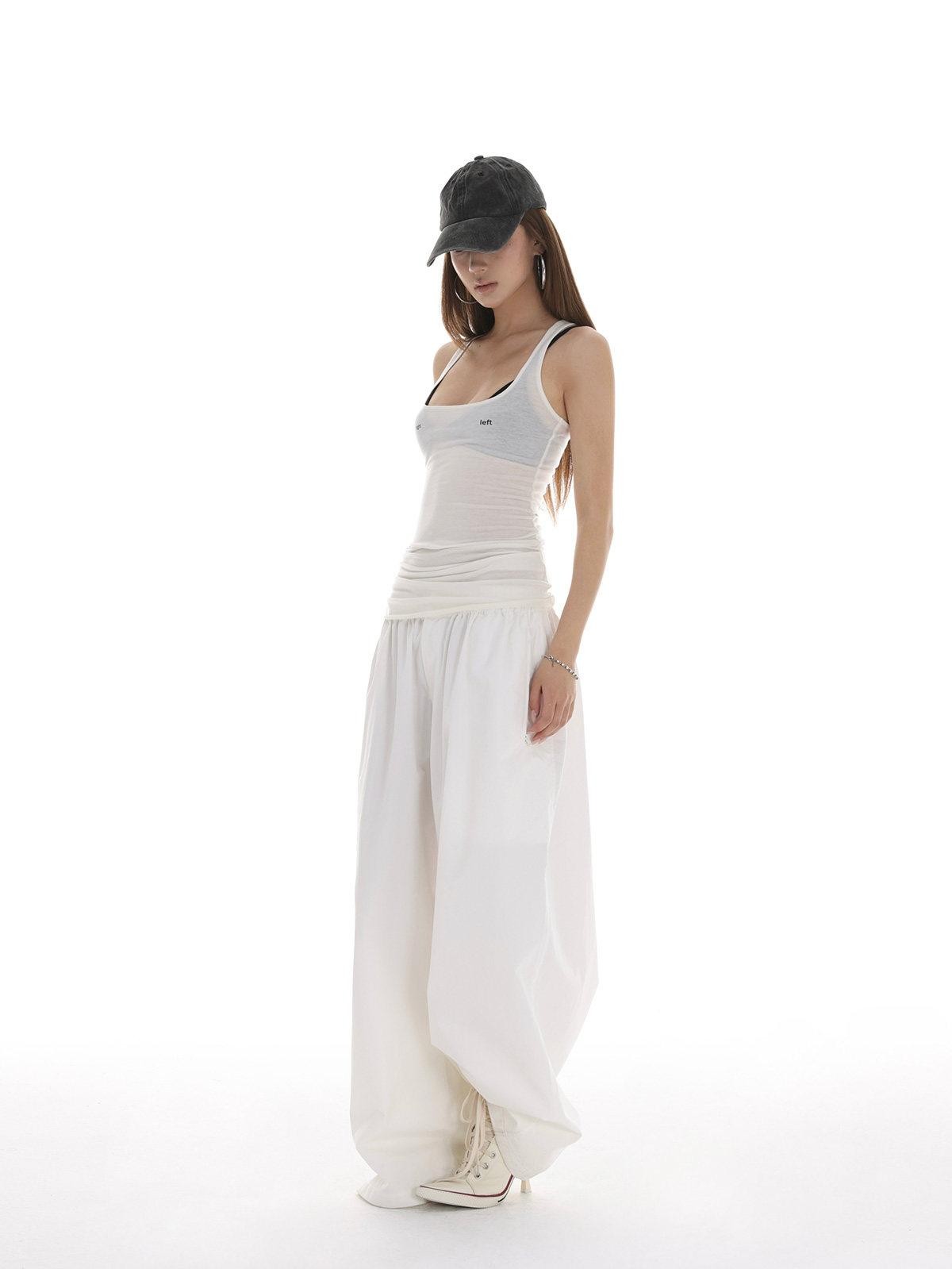 iamxiaa Oversized Loose Silhouette Sickle Hem Casual Women&