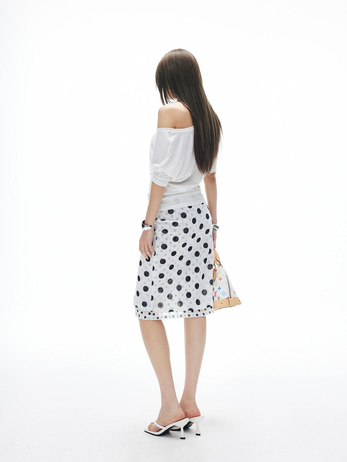 iamxiaa Polka Dot Print Double Layer Low Waist Women&