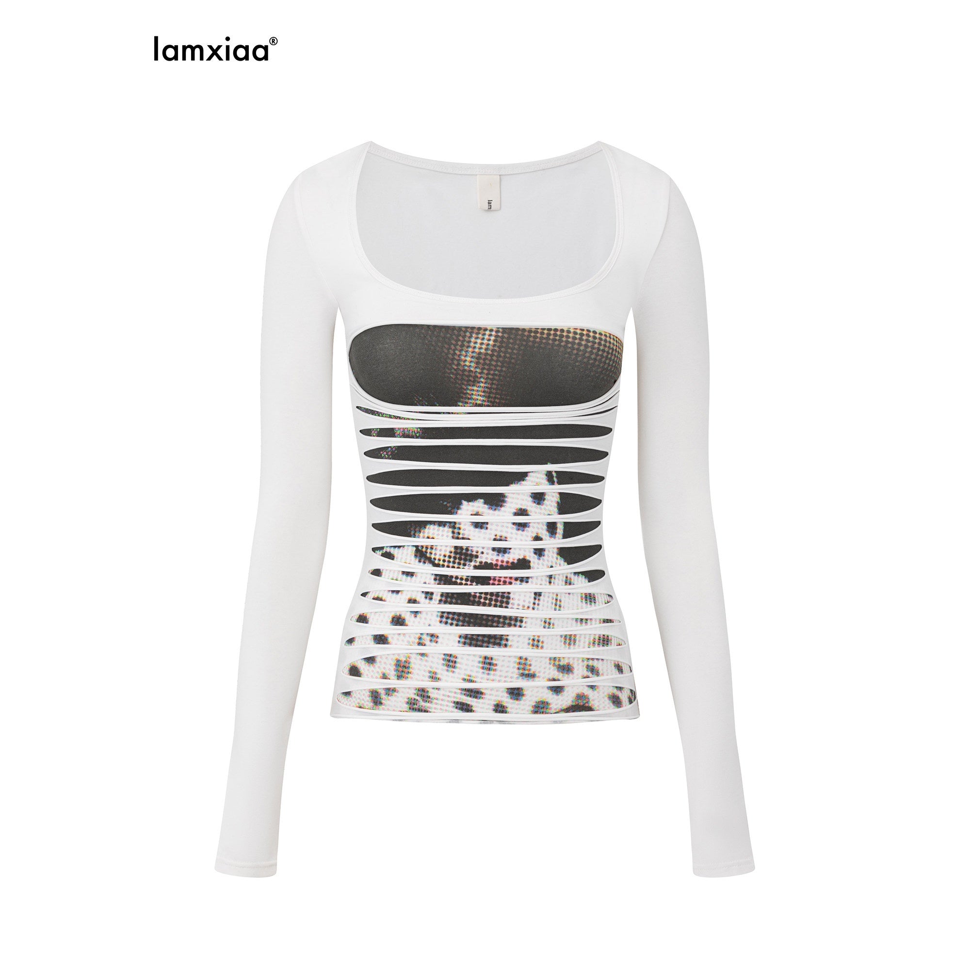 iamxiaa_Portrait_Print_Irregular_Ripped_Layered_Slim_Fit_Women&