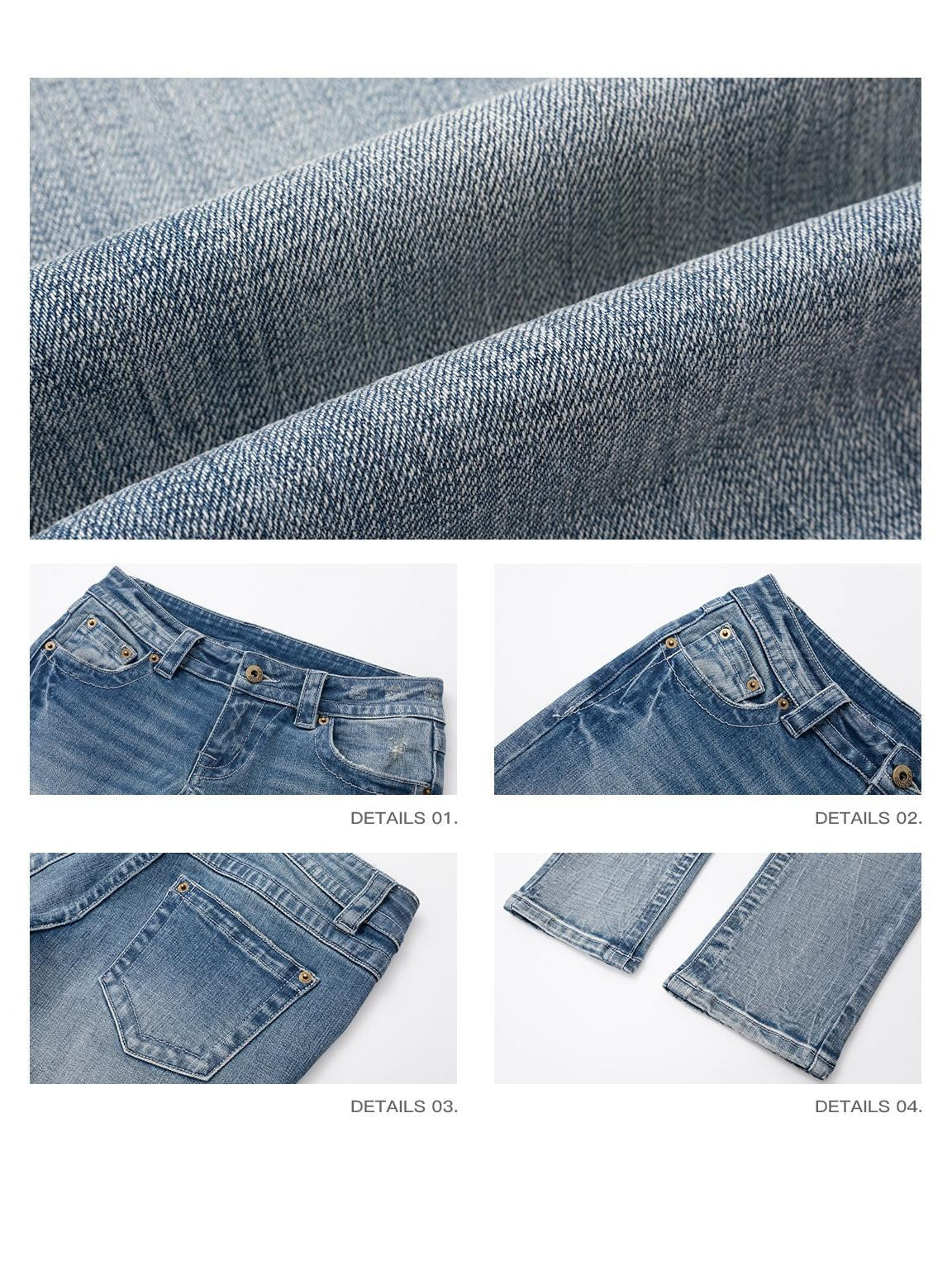 iamxiaa Retro Distressed Small Rips Low Rise Women&