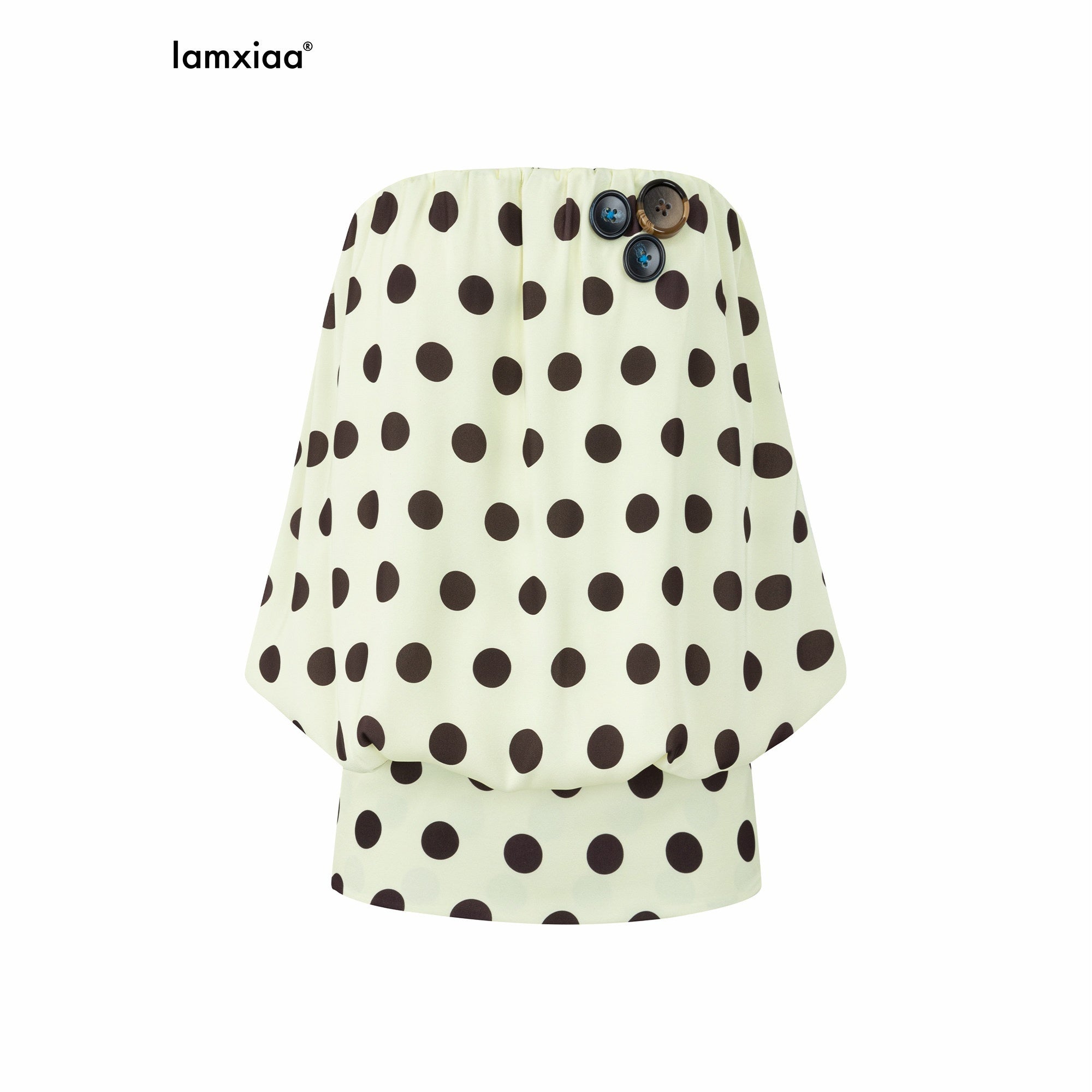 iamxiaa_Retro_Yellow_Brown_Large_Polka_Dot_Button_Low_Waist_Women&