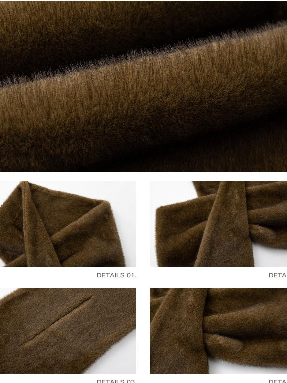 iamxiaa Reversible Cross Wrap Faux Fur Women&