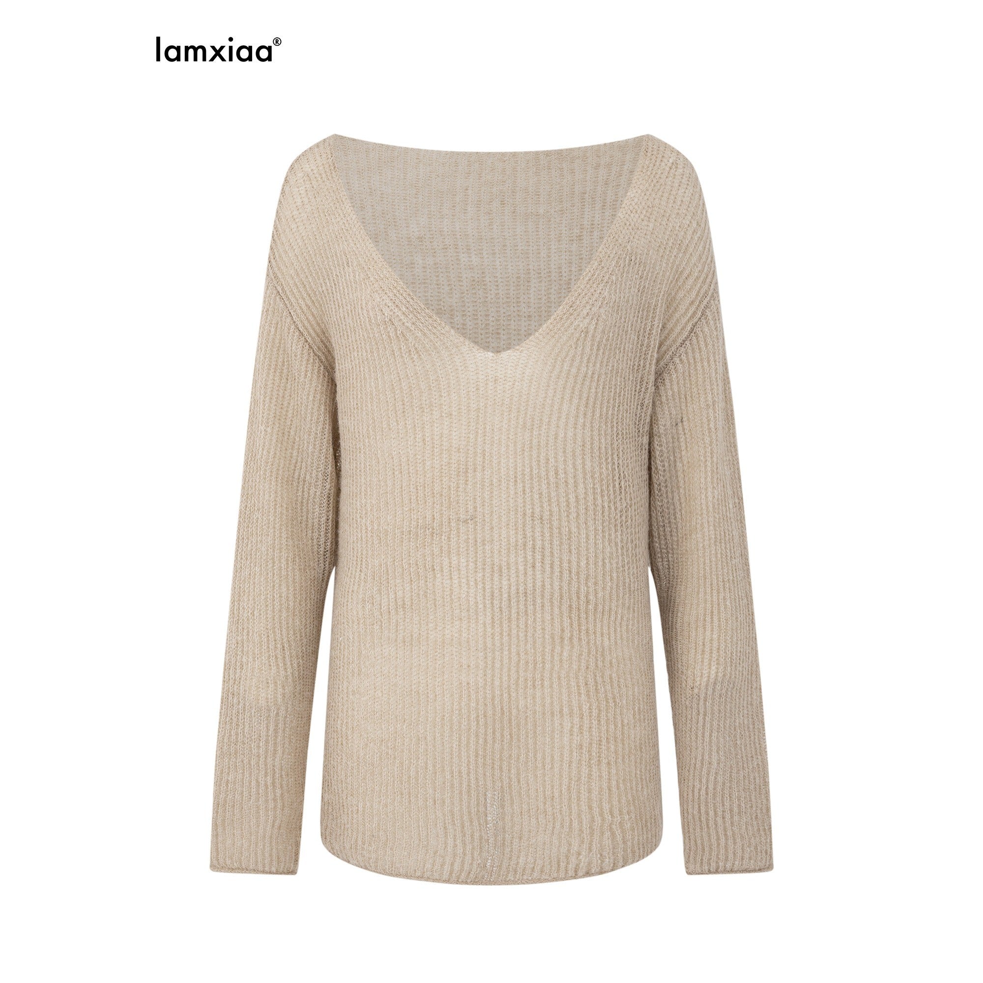 iamxiaa_Sheer_Openwork_Deep_V-neck_Loose_Knit_Women&