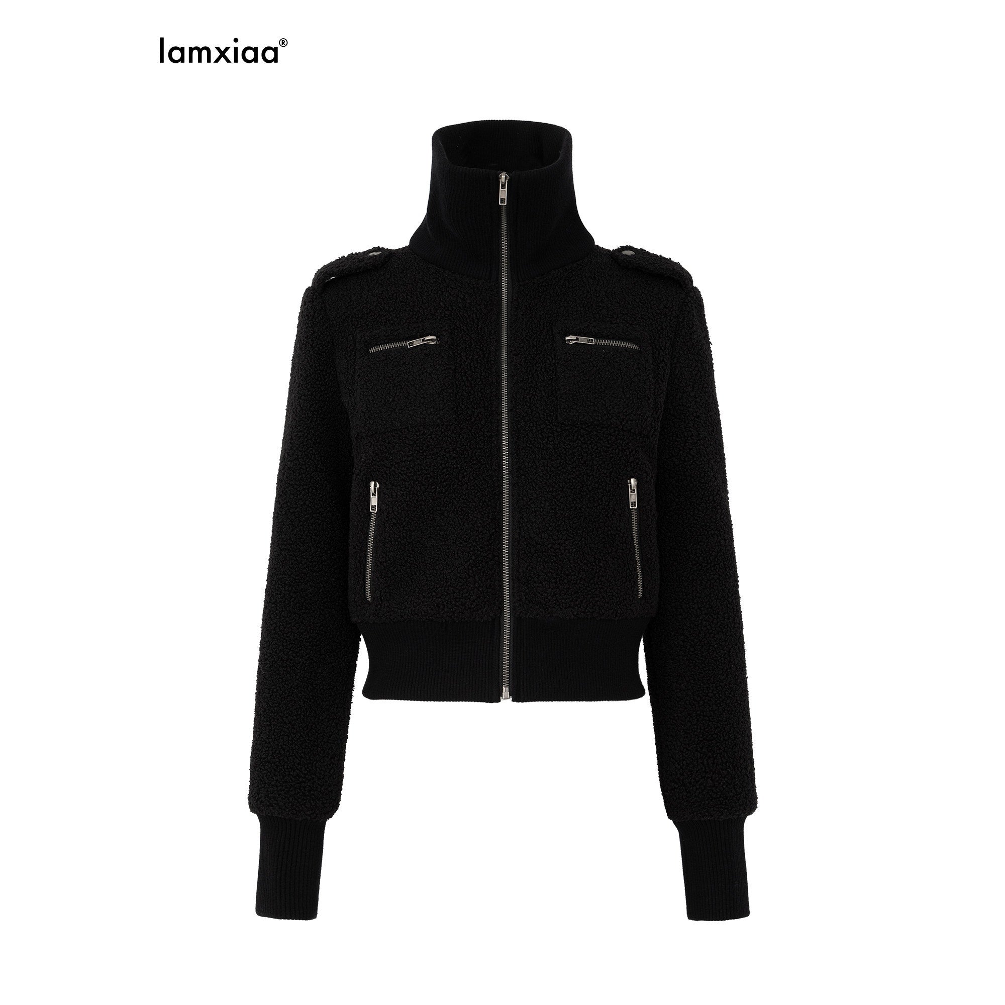 iamxiaa_Soft_Plush_Convertible_Collar_Ribbed_Waist_Slim_Women&