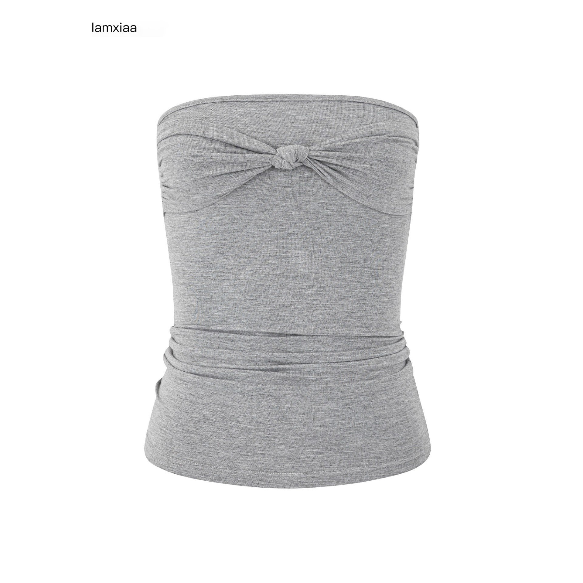 iamxiaa_Straight_Neck_Twist_Bow_Ruched_Women&