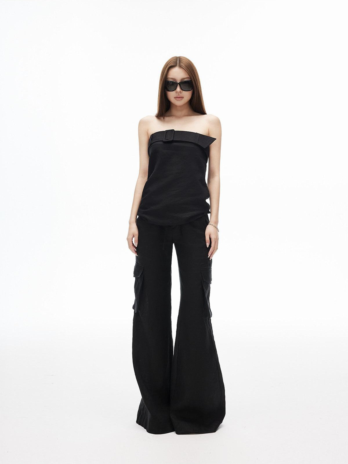 iamxiaa Streetstyle Low Rise Drawstring 3d Cargo Women&