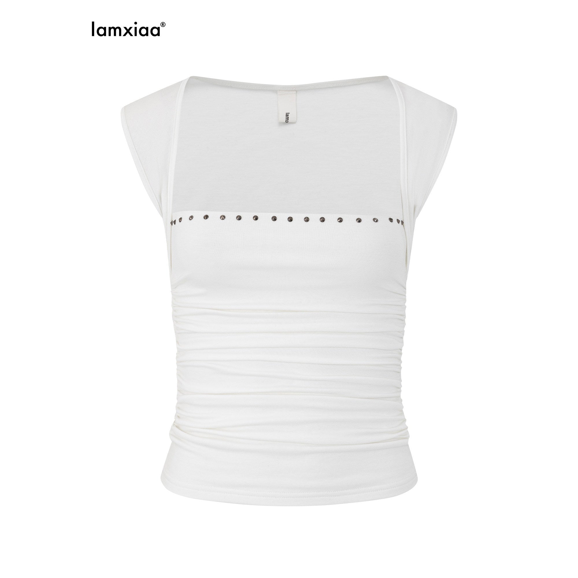 iamxiaa_Studded_Rhinestone_Pleated_Low_Square_Neck_Women&