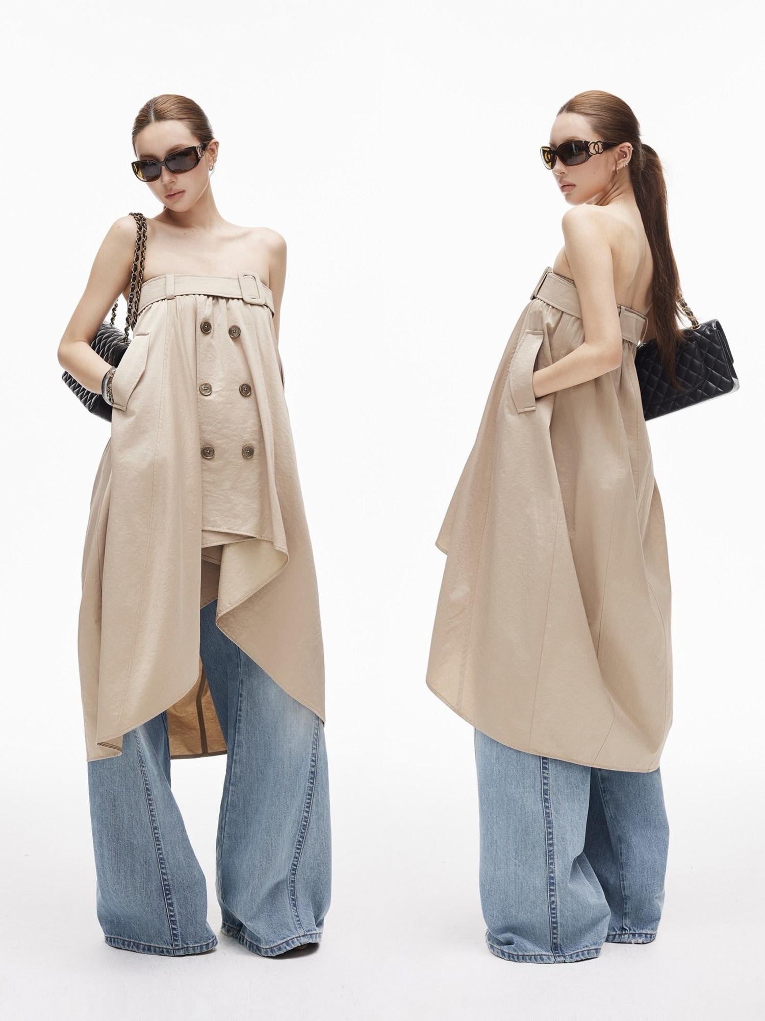 iamxiaa Subtle Sheen Bardot Neck Double Row Two Way Women&