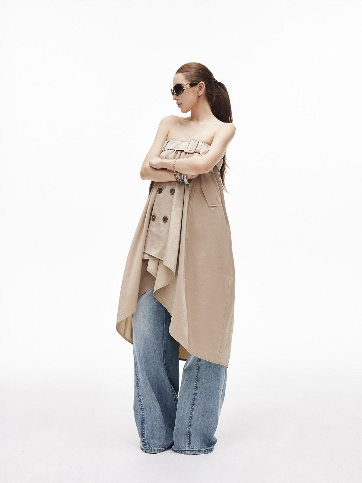 iamxiaa Subtle Sheen Bardot Neck Double Row Two Way Women&