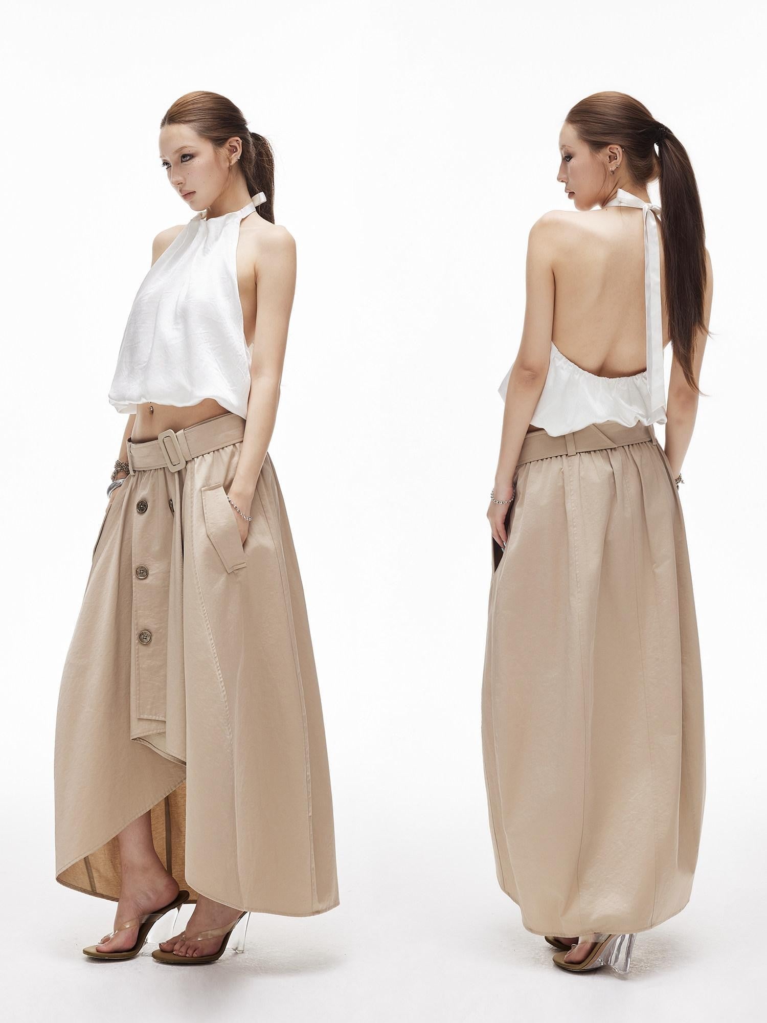 iamxiaa Subtle Sheen Bardot Neck Double Row Two Way Women&