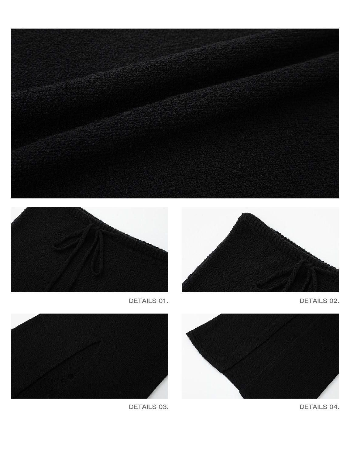 iamxiaa Textured Loop Yarn Fitted Back Slit Drawstring Women&