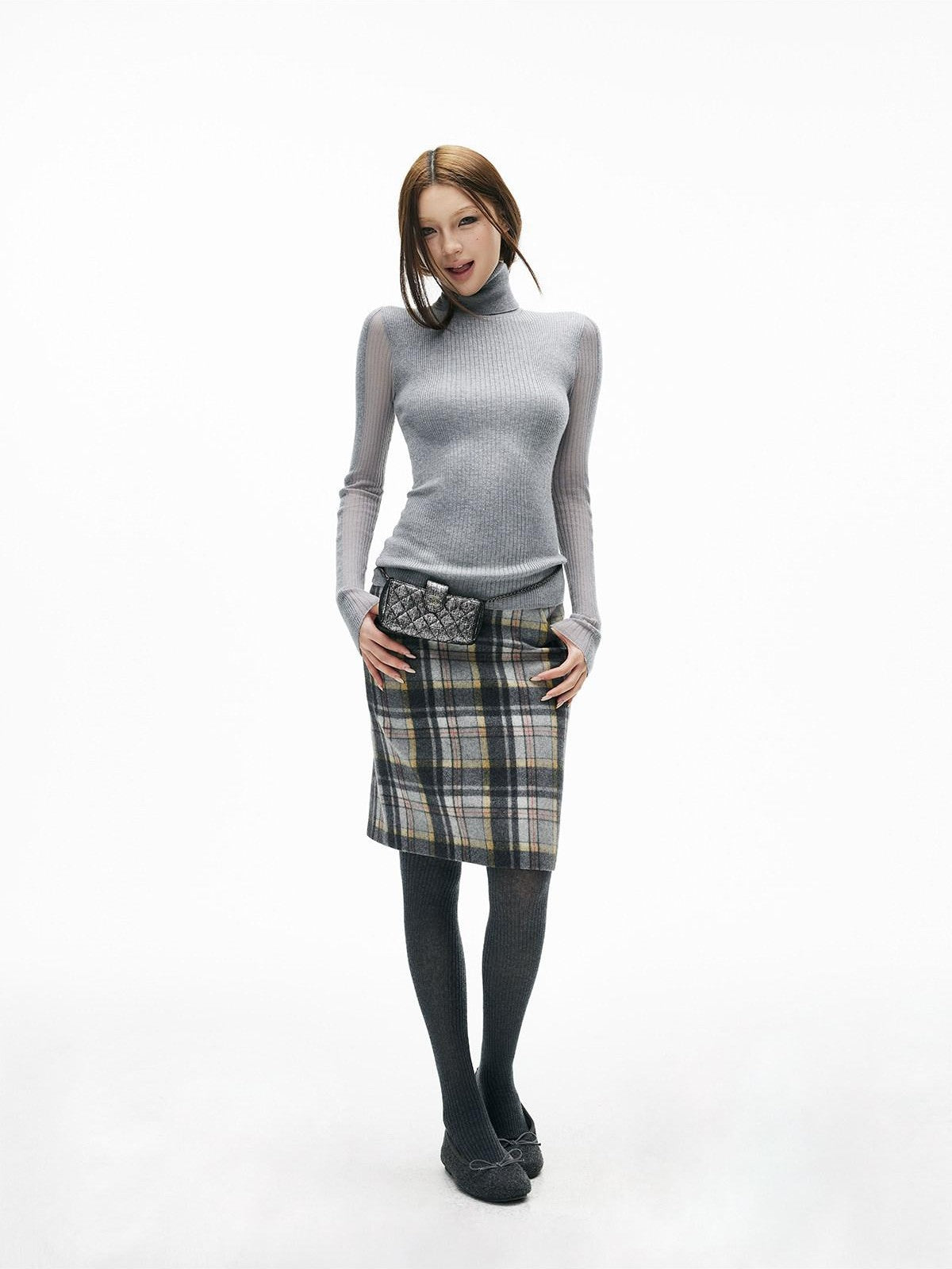iamxiaa Textured Vertical Rib Knit Splice Women&