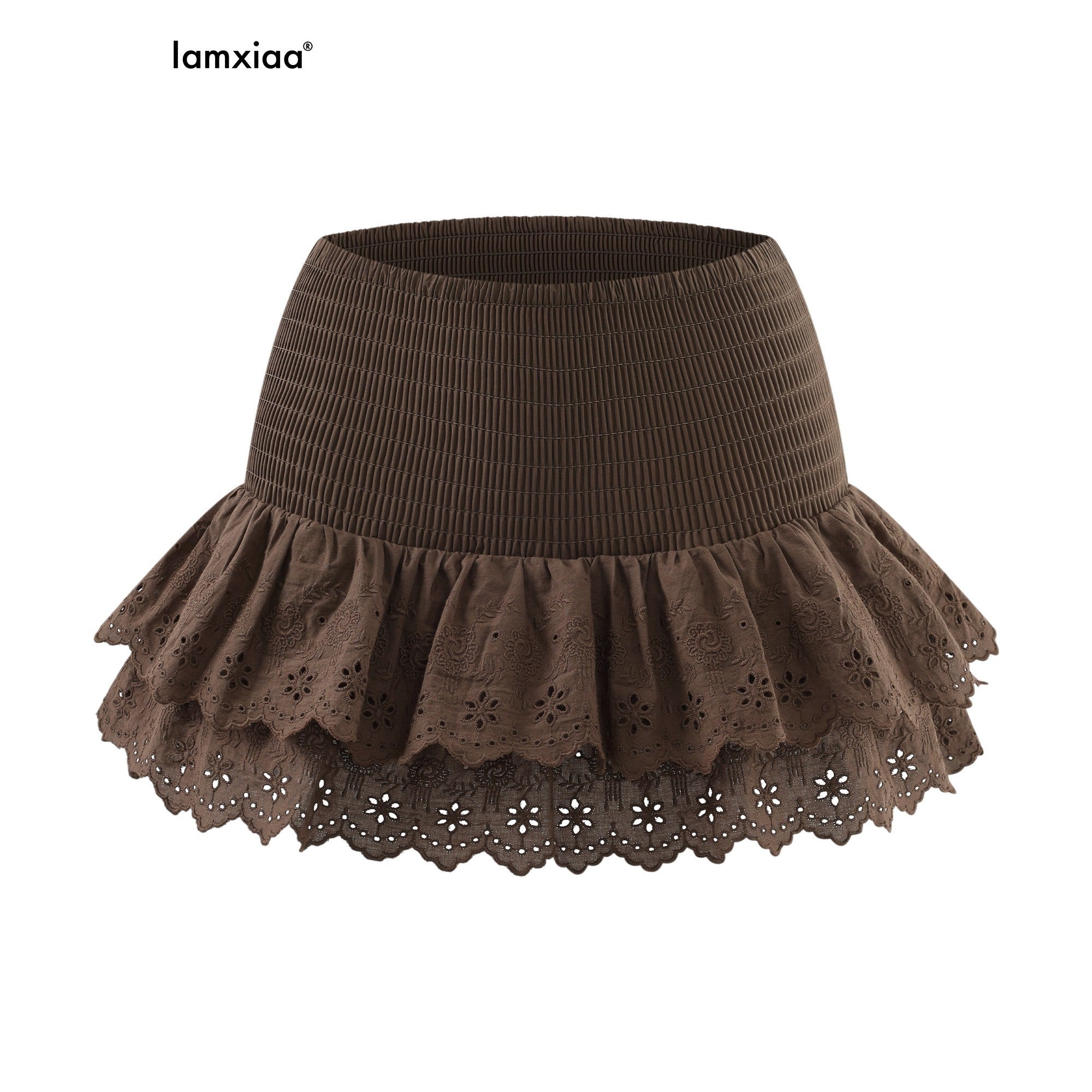 iamxiaa_Tiered_Double_Layer_Ruffle_Ruched_Waist_A_Line_Women&