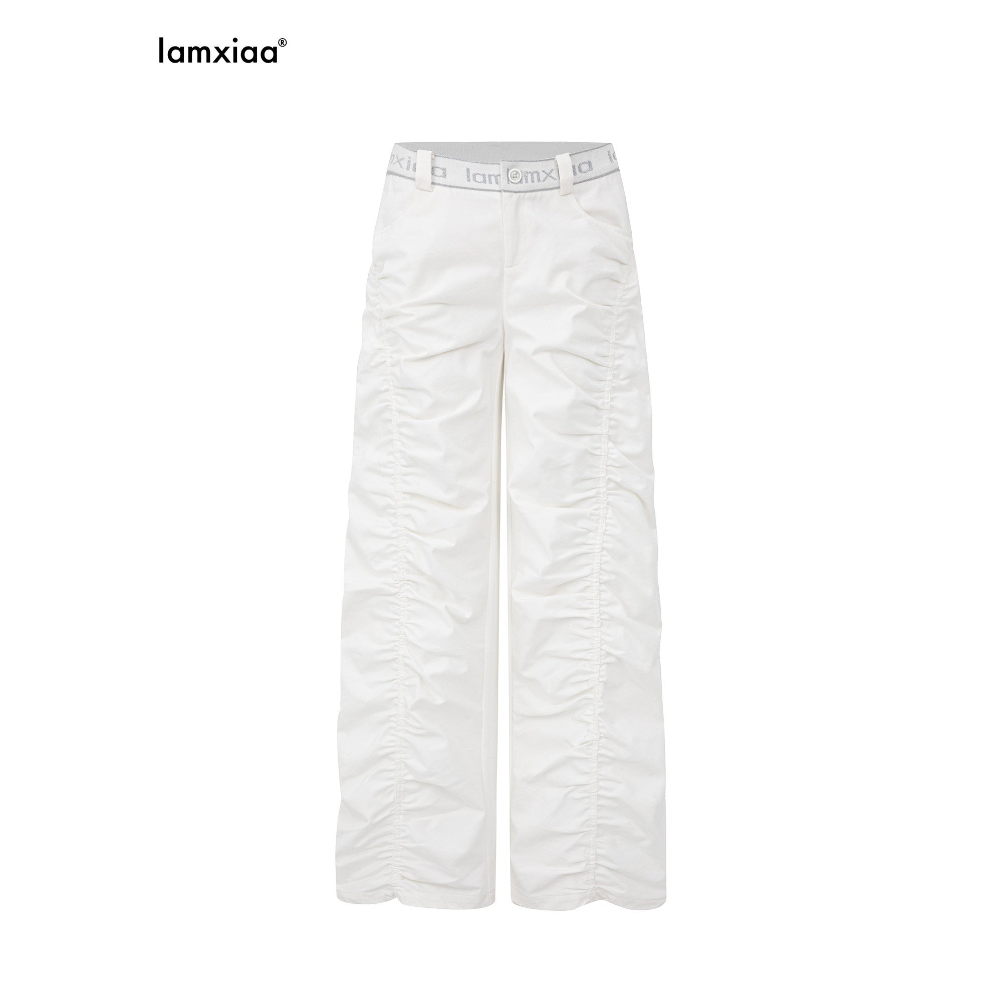 iamxiaa_Twill_Ribbed_Lettered_Diagonal_Gathered_Low_Waist_Women&