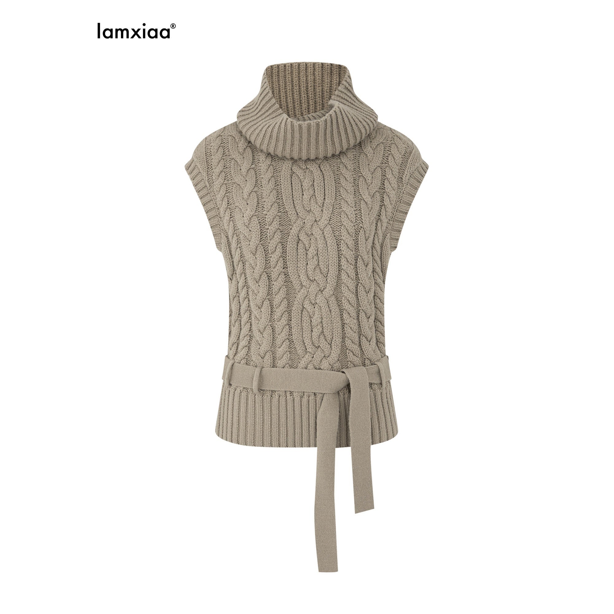 iamxiaa_Two_Tone_3d_Cable_Chunky_Knit_Belted_High_Neck_Cap_Sleeve_Women&