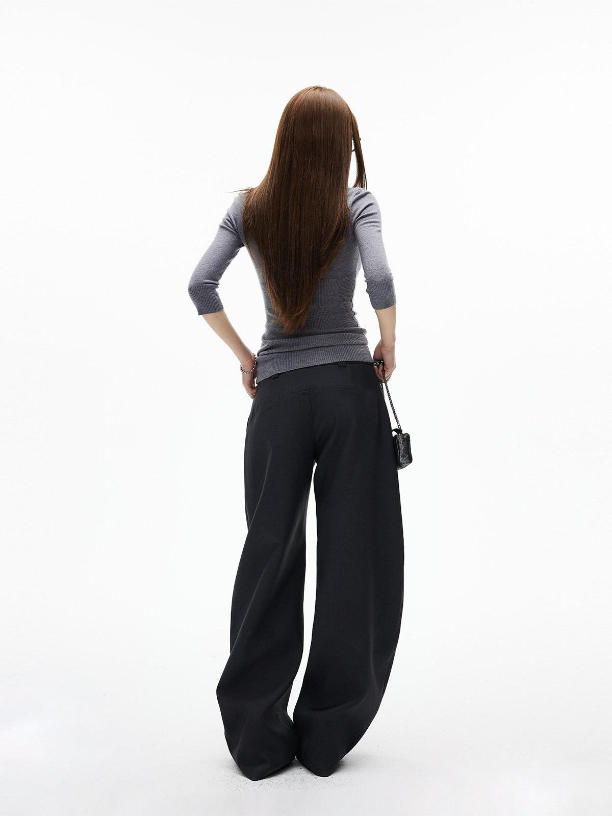 iamxiaa Two Tone 3d Pocket Flap Clean Minimal Rounded Curved Cut Women&